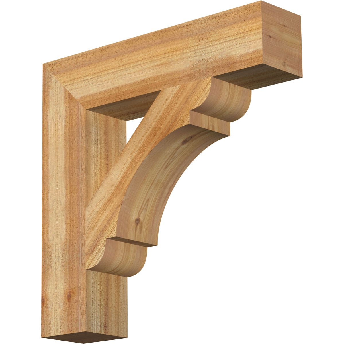 Ekena Millwork BKT06X28X28OLY05RWR Olympic block rough sawn 6-in x 28-in x 28-in Western red cedar Brown Wood Standard bracket