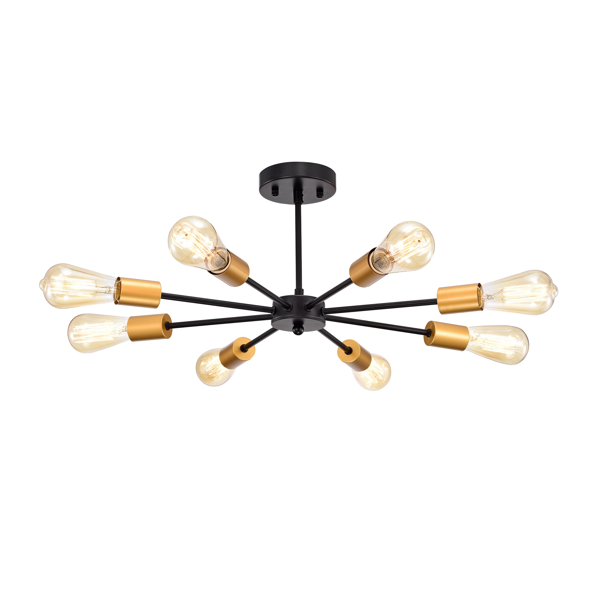 Matte Black and Glass 27" Sputnik Sphere Semi Flush Mount Light