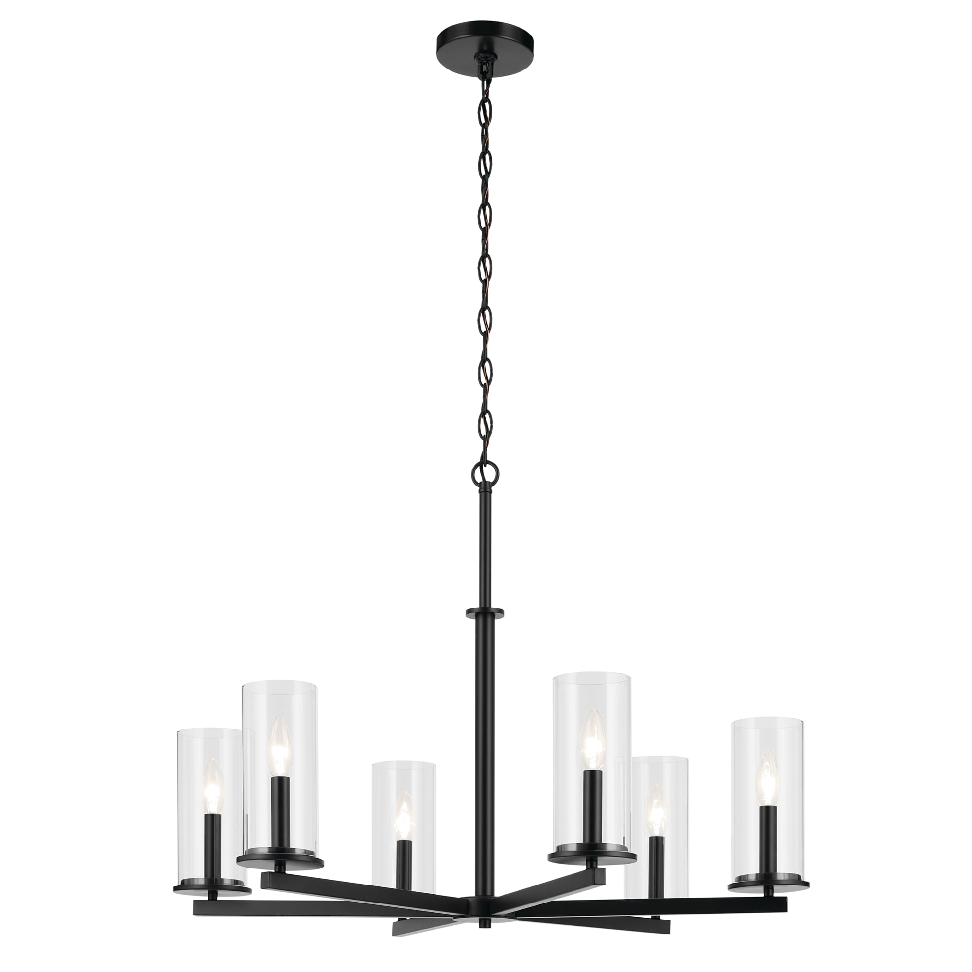 Kichler 44013BK Crosby 6 -Light Brushed Black Modern/contemporary For Use in Bedrooms, Dining Rooms, Foyers, Kitchens, Living Rooms Chandelier