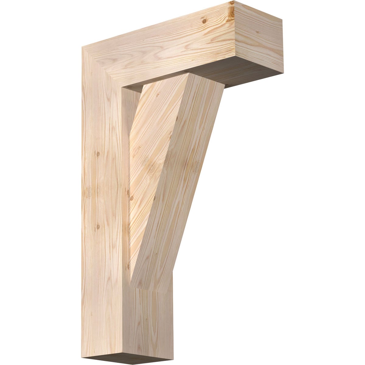 Ekena Millwork 1465069 Traditional block smooth bracket with offset brace Douglas Fir Wood Standard Bracket