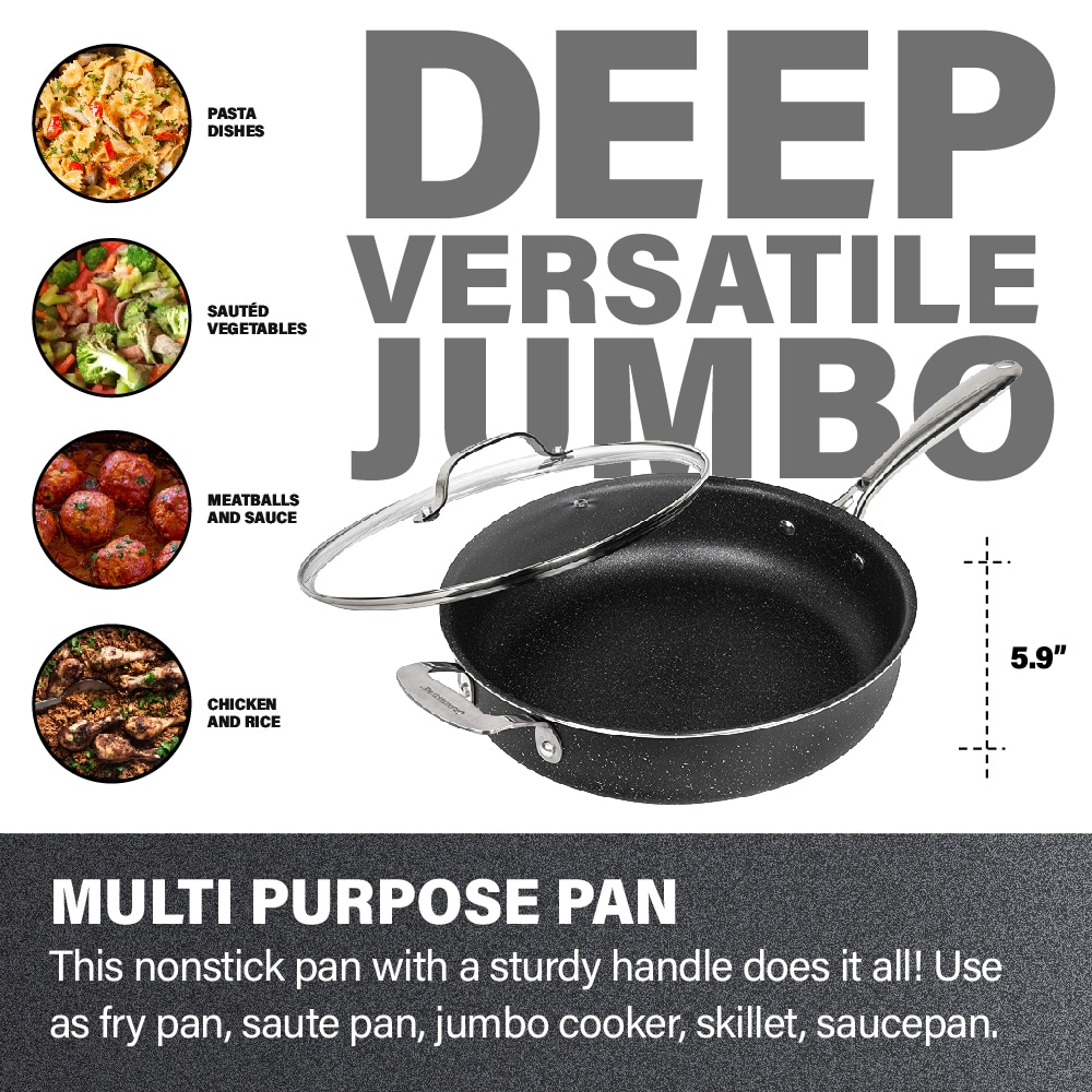 11 inch saucepan with Lid, 6.5Qt Saute Pans Skillet with Heat-resisted  Handle, Professional Home Chef Grade Clad cooking Pot for Gas, Induction