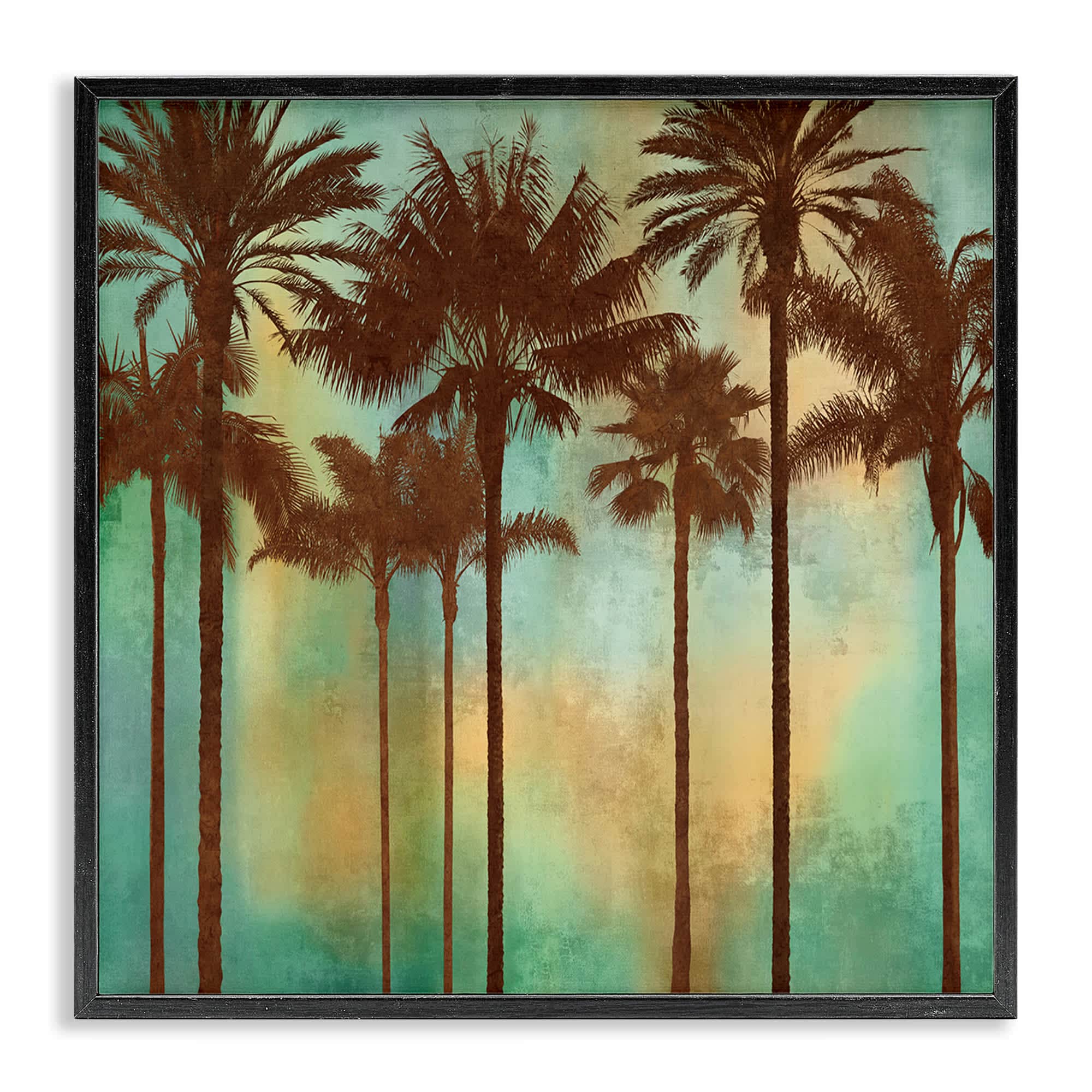 Stupell Industries BS-548-FR-24X24 Palm Trees over Gradient Black Framed Giclee Art By John Seba 24 x 24