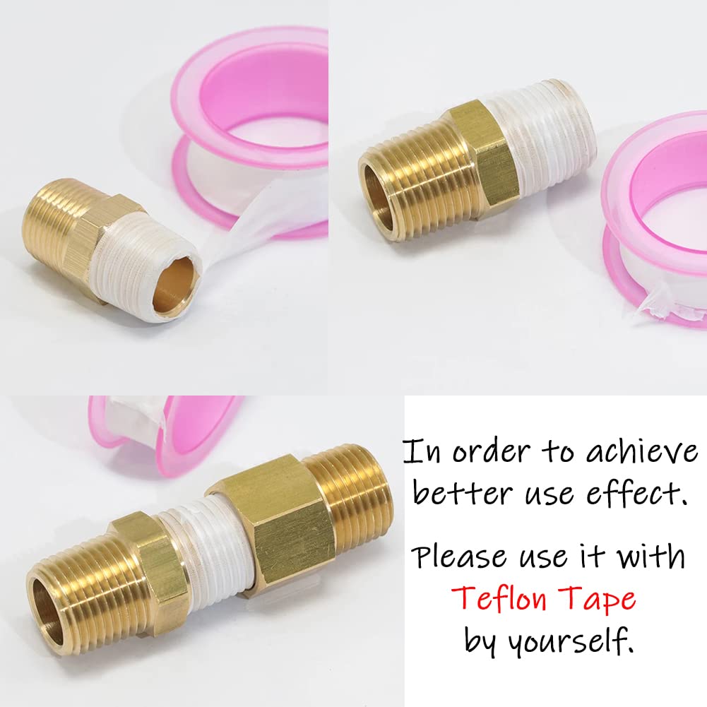 AKSCYZM 4 pcs 3 8 Inch NPT Brass Hex Nipple Coupling Male Threaded ...
