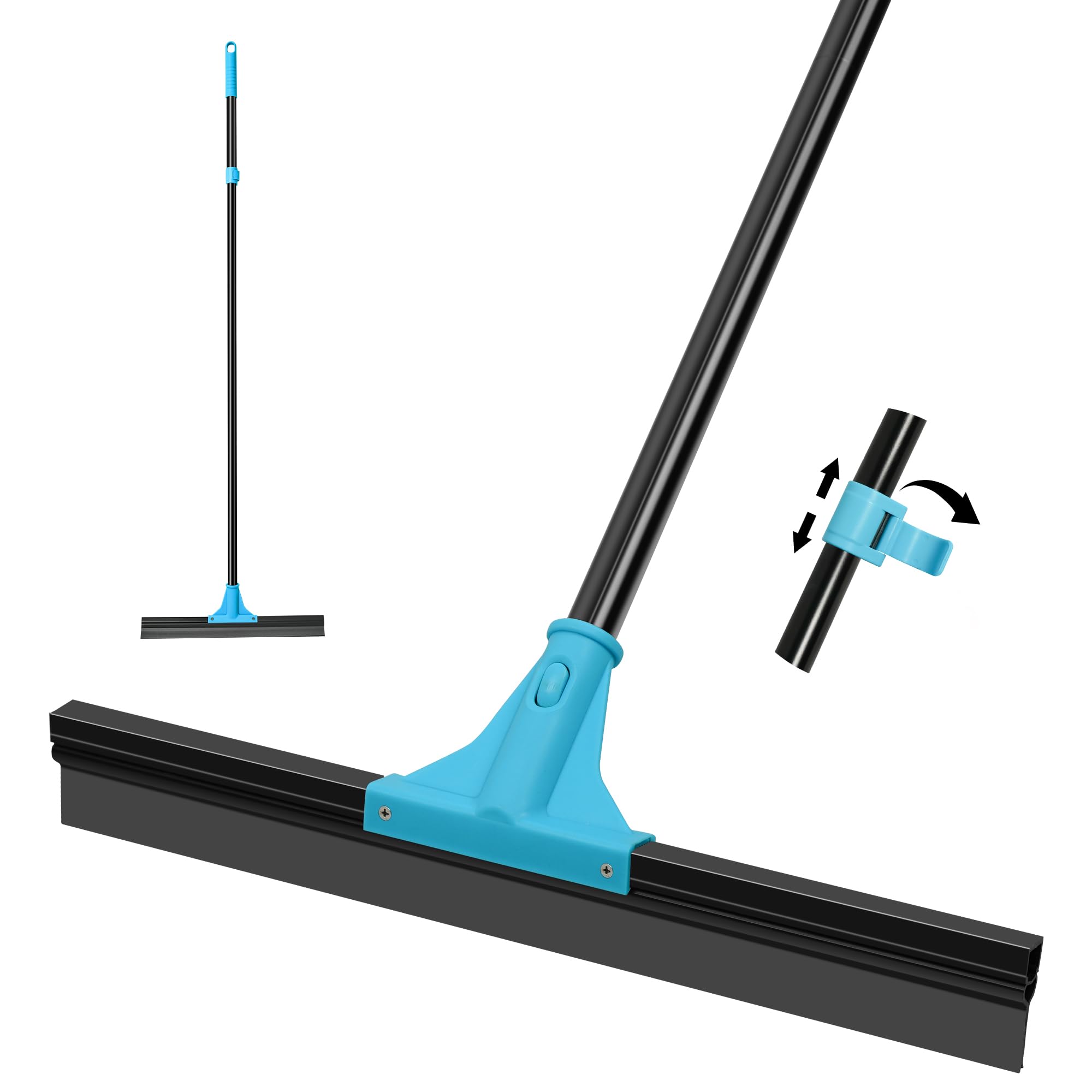 Yichuhaoxi  Floor Squeegee Broom with 18 in Heavy Duty Rubber Scraper and 58 in Telescopic Handle for Garage Concrete Bathroom Tile Shower Glass