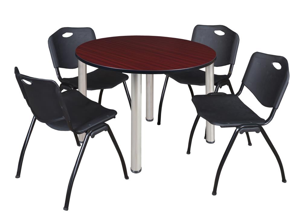 Regency TB48RNDMHBPCM47BK Breakroom Brown 4-Person Training Table (48-in W x 29-in H)