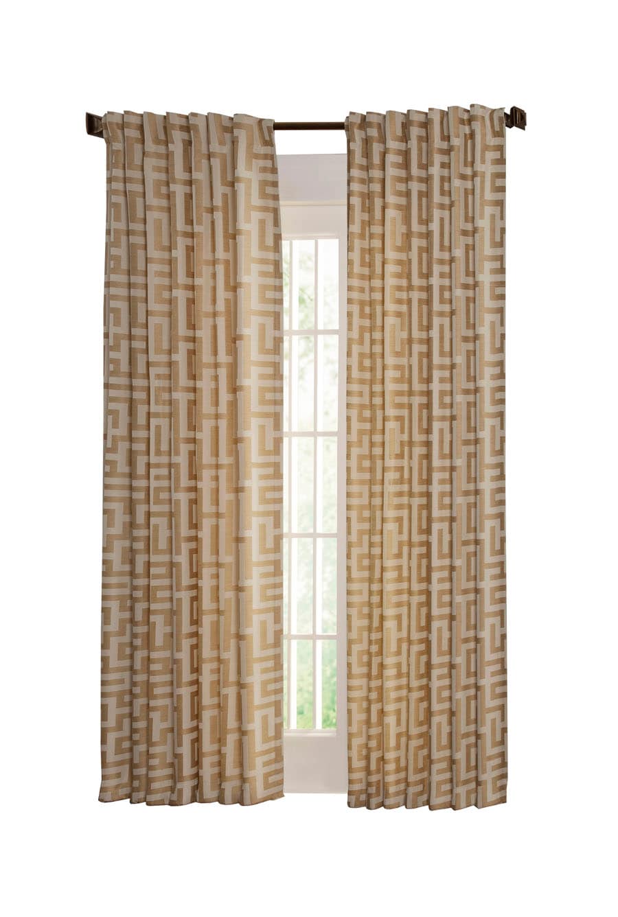 allen + roth 1620489 Tafford 84-in Straw Polyester Back Tab Light Filtering Single Curtain Panel