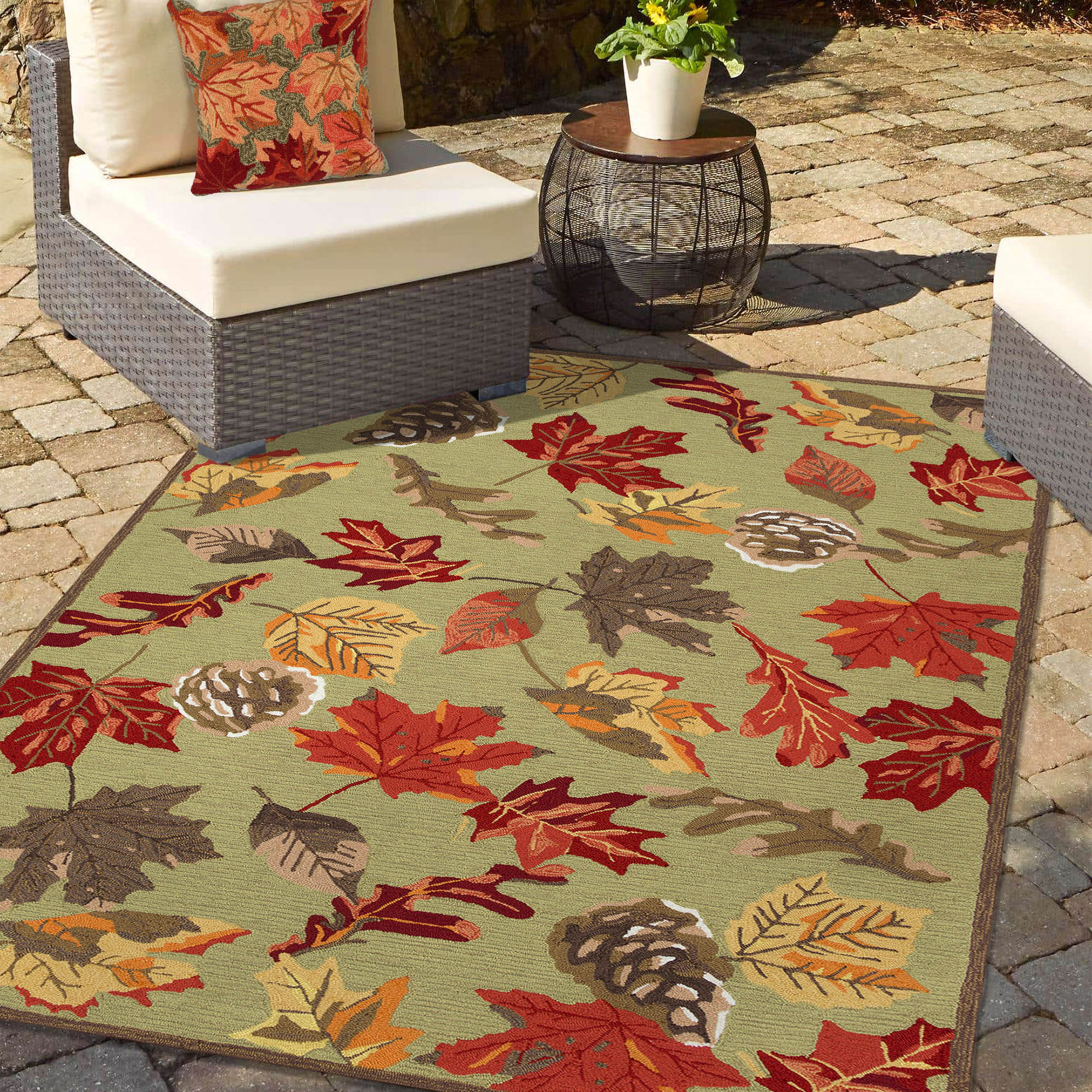 Liora Manne RVL46230416 Ravella 4 x 6 (ft) Tufted Polypropylene Moss Rectangular Indoor/Outdoor Floral/Botanical Area rug