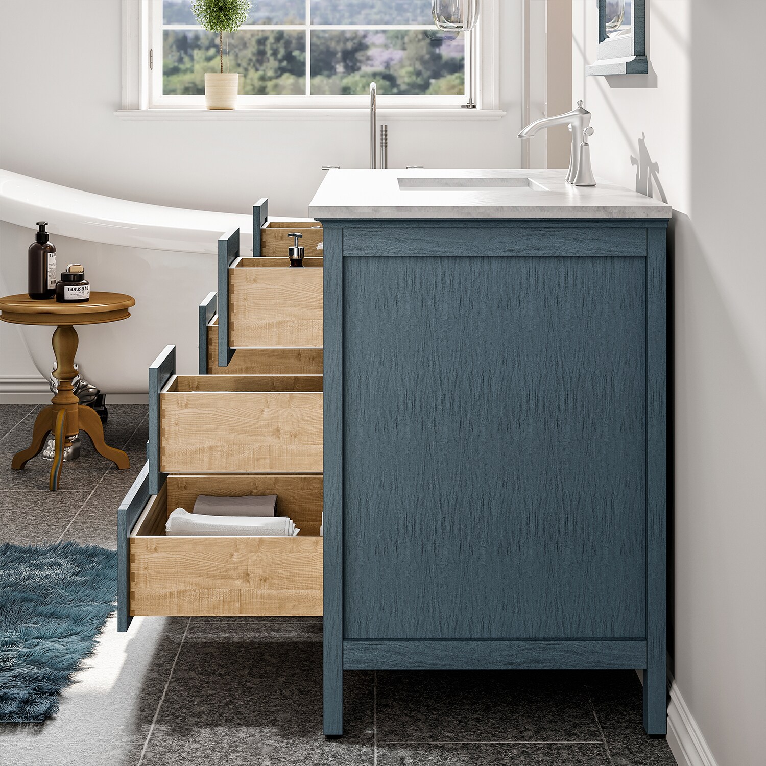 EVIVA Britney 42 Inch Transitional Ash Blue Bathroom Vanity