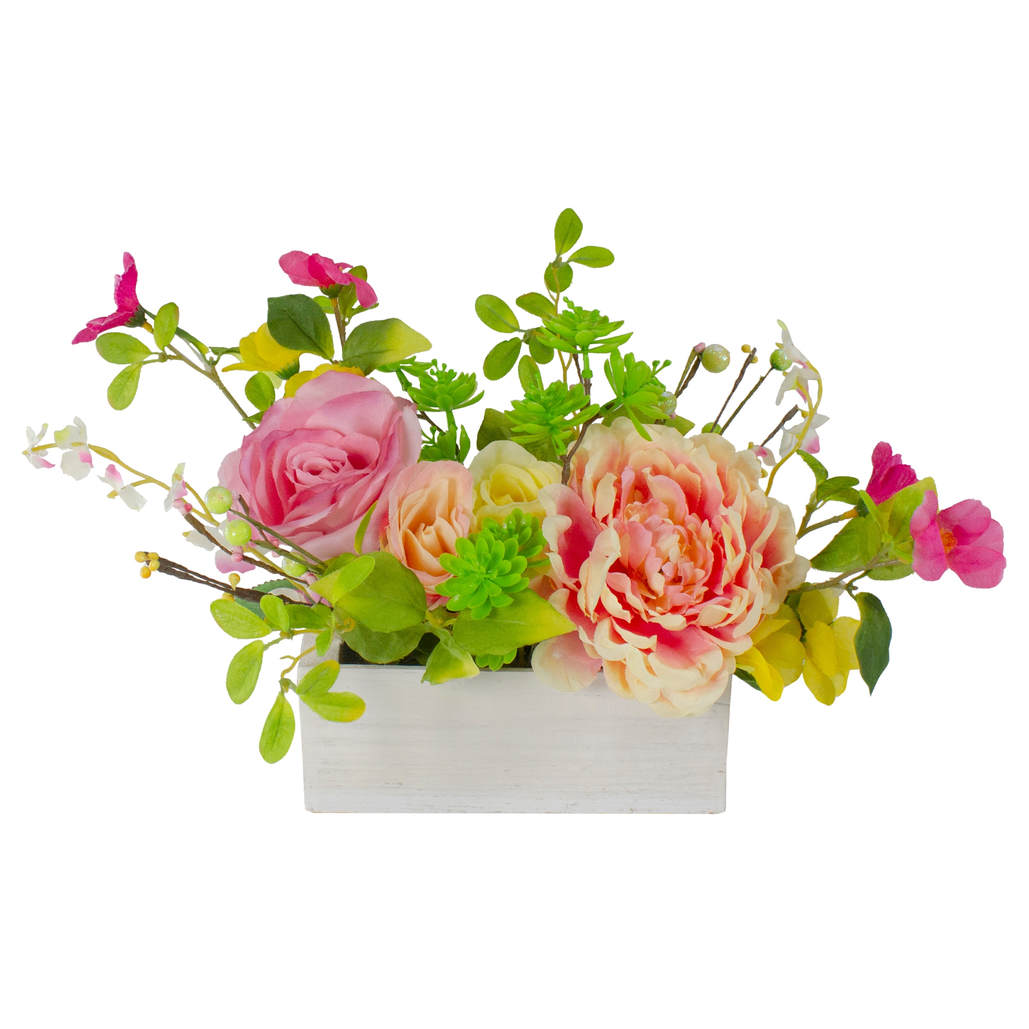 Blush Peony & Yellow Rose 10" Potted Floral Arrangement