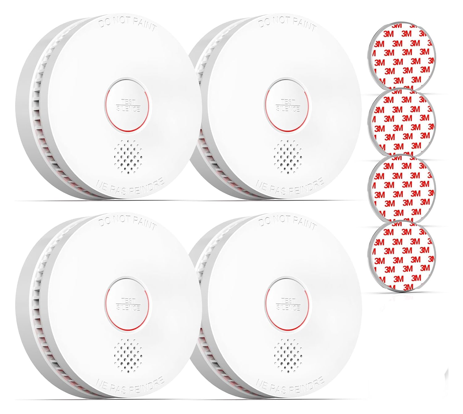 Etokfoks photoelectric smoke detector fire alarm four pack ten year product life with magnetic fastening kit GS509A sensor and test mute #LETK1KSQN