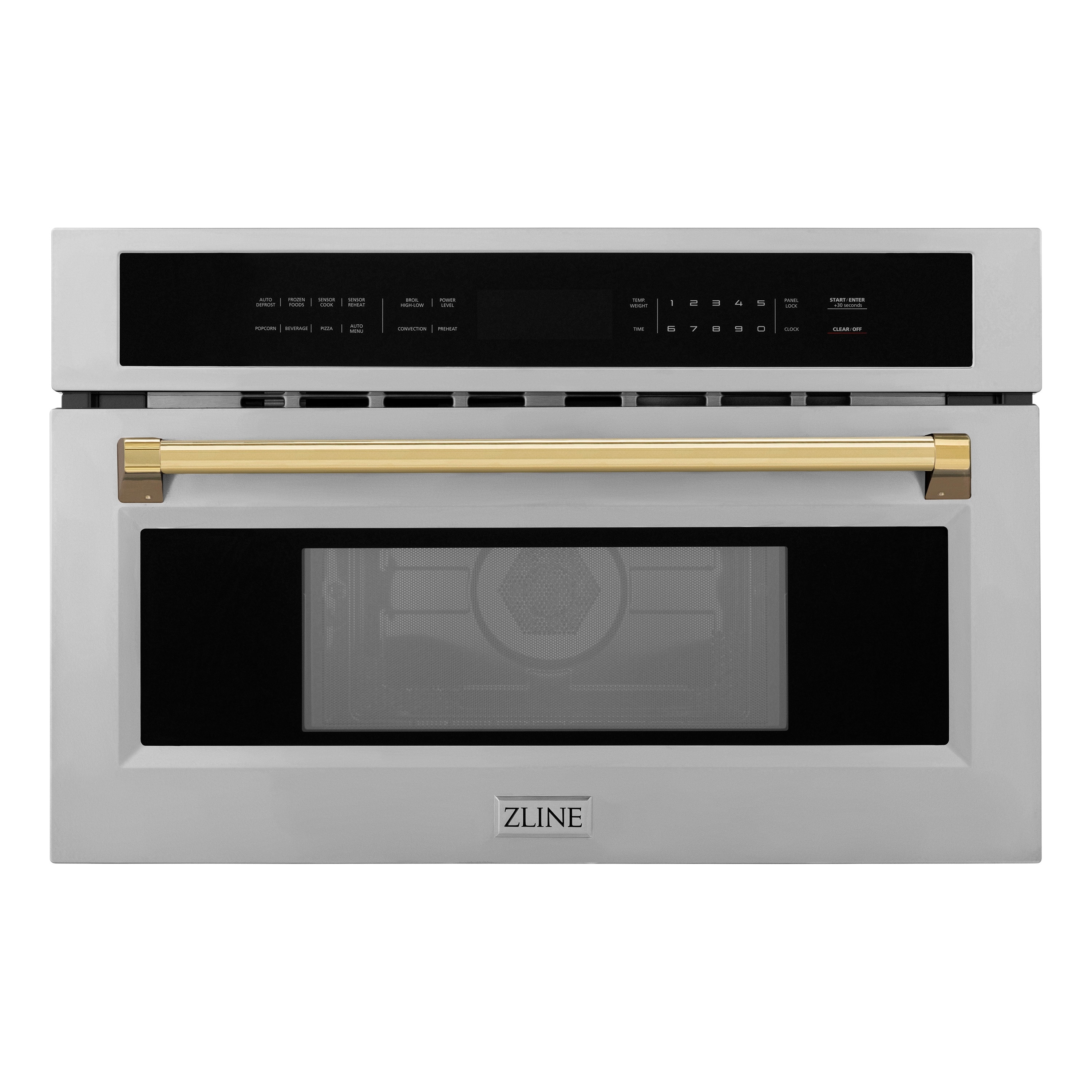 ZLINE KITCHEN & BATH MWOZ-30-G Autograph Edition 1.6-cu ft 1000 -Watt 29.75-in Built-In Microwave with Sensor Cooking Controls ( Stainless Steel with Polished Gold Handle )