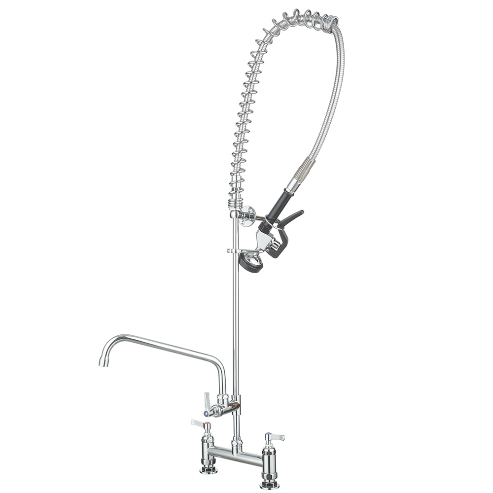 BWE A-94262H-C Polished Chrome Double Handle Deck-mount Handle Commercial/Residential Pre-rinse Kitchen Faucet with Sprayer