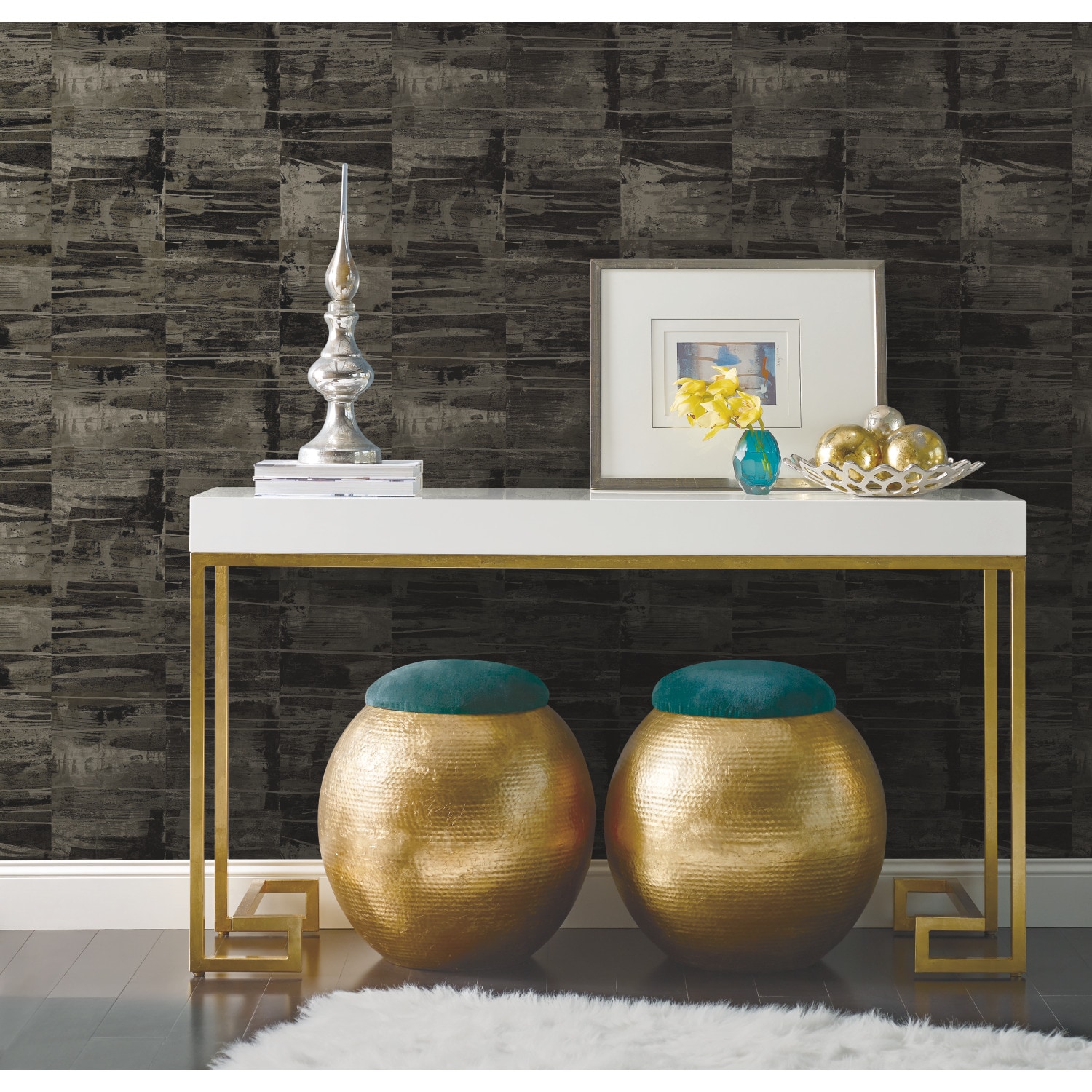 RoomMates RMK12229PLW 30.75-Sq. Feet Black Vinyl Abstract Self-adhesive Peel and Stick Wallpaper