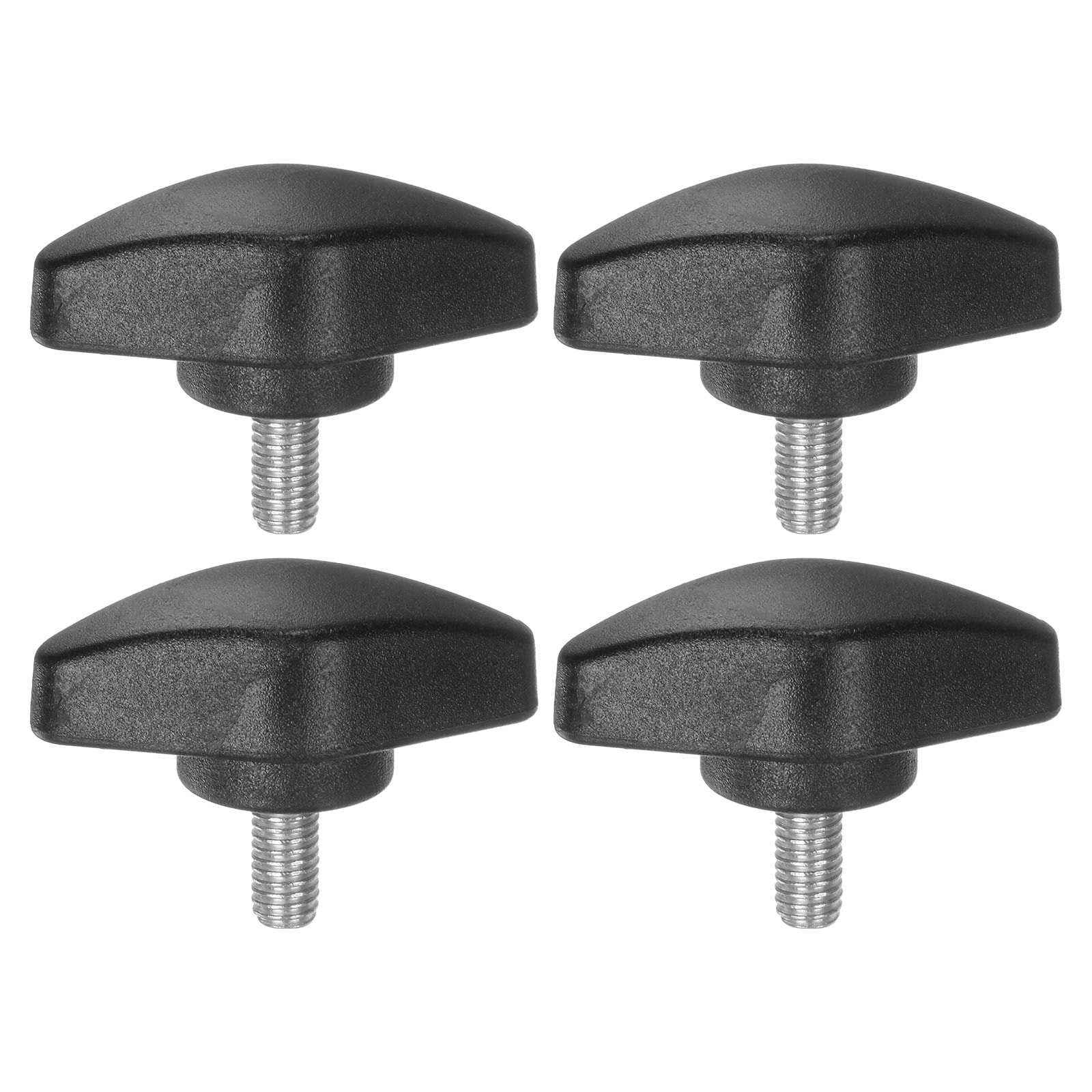 Harfington 4pcs Tee Wing Knobs Thumb Screws M5 x 10mm Standard Male Thread Plastic T Knobs Handles Hand Clamping Thumbscrew Black