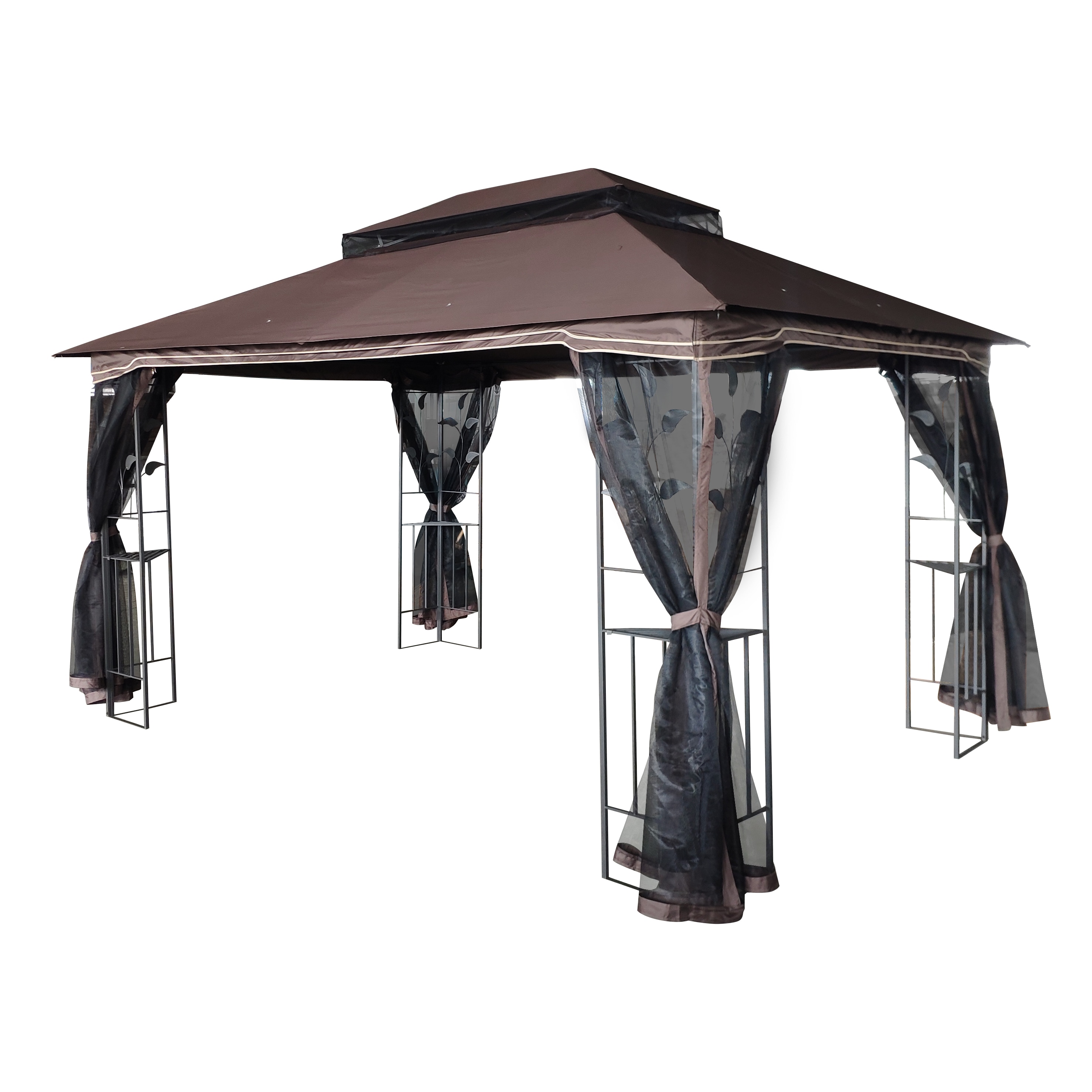 CESICIA Canopies And Gazebos 9-ft 9-in W X 13-ft L X 9-ft H Brown Metal ...