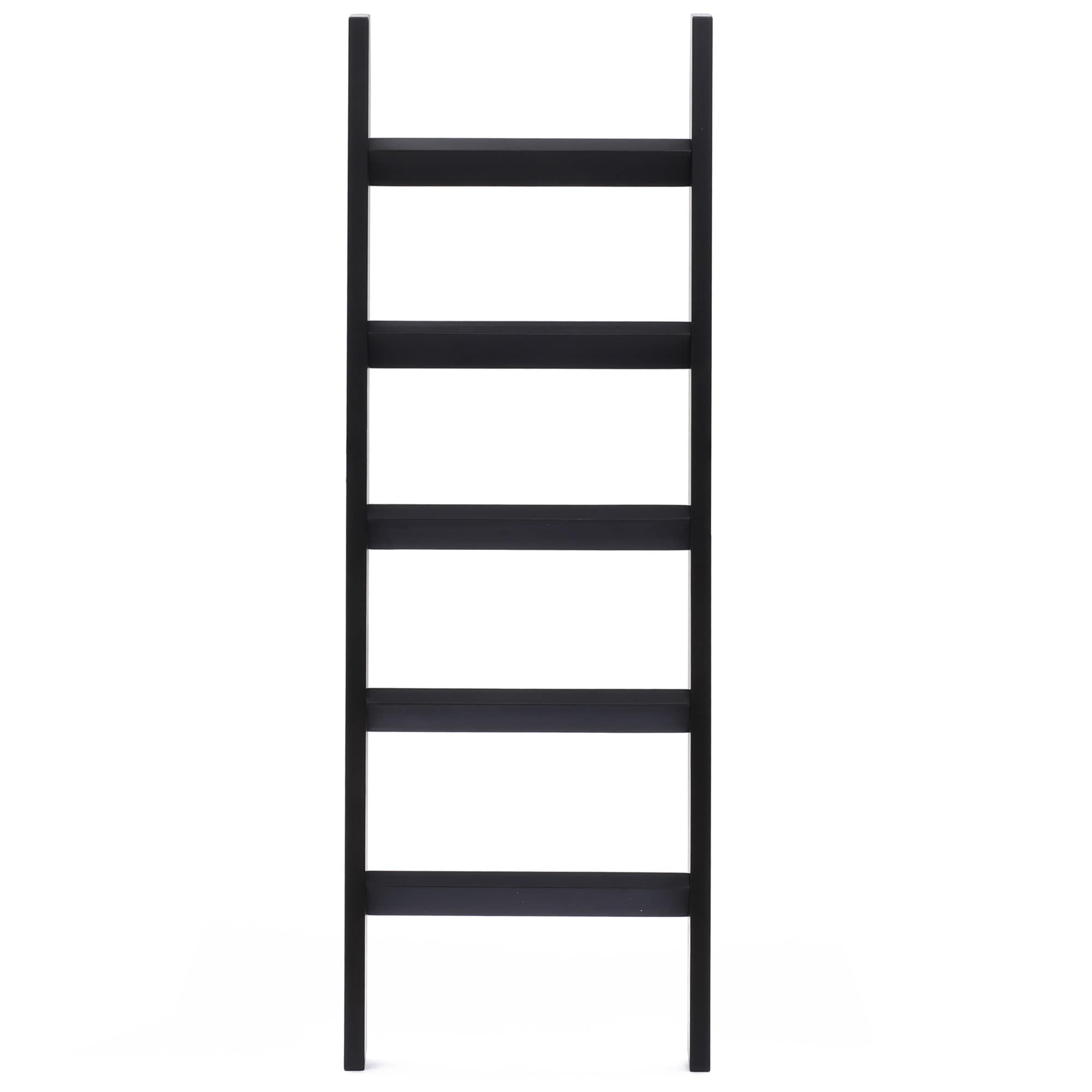 LuxenHome Black Fir Leaning Blanket Ladder in the Blanket Ladders