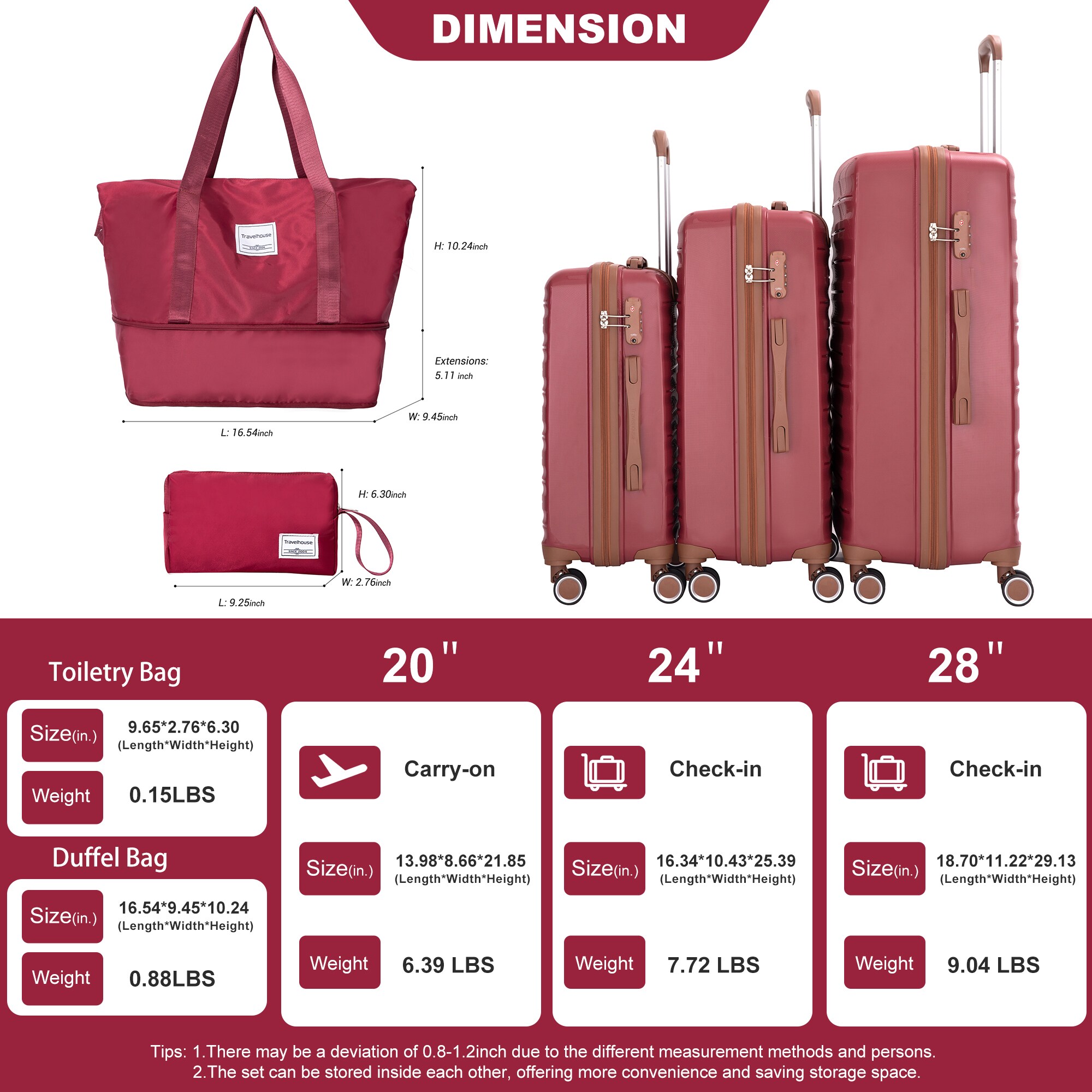 SINOFURN SYD9400001RD Luggage-And-Luggage-Sets - View #7