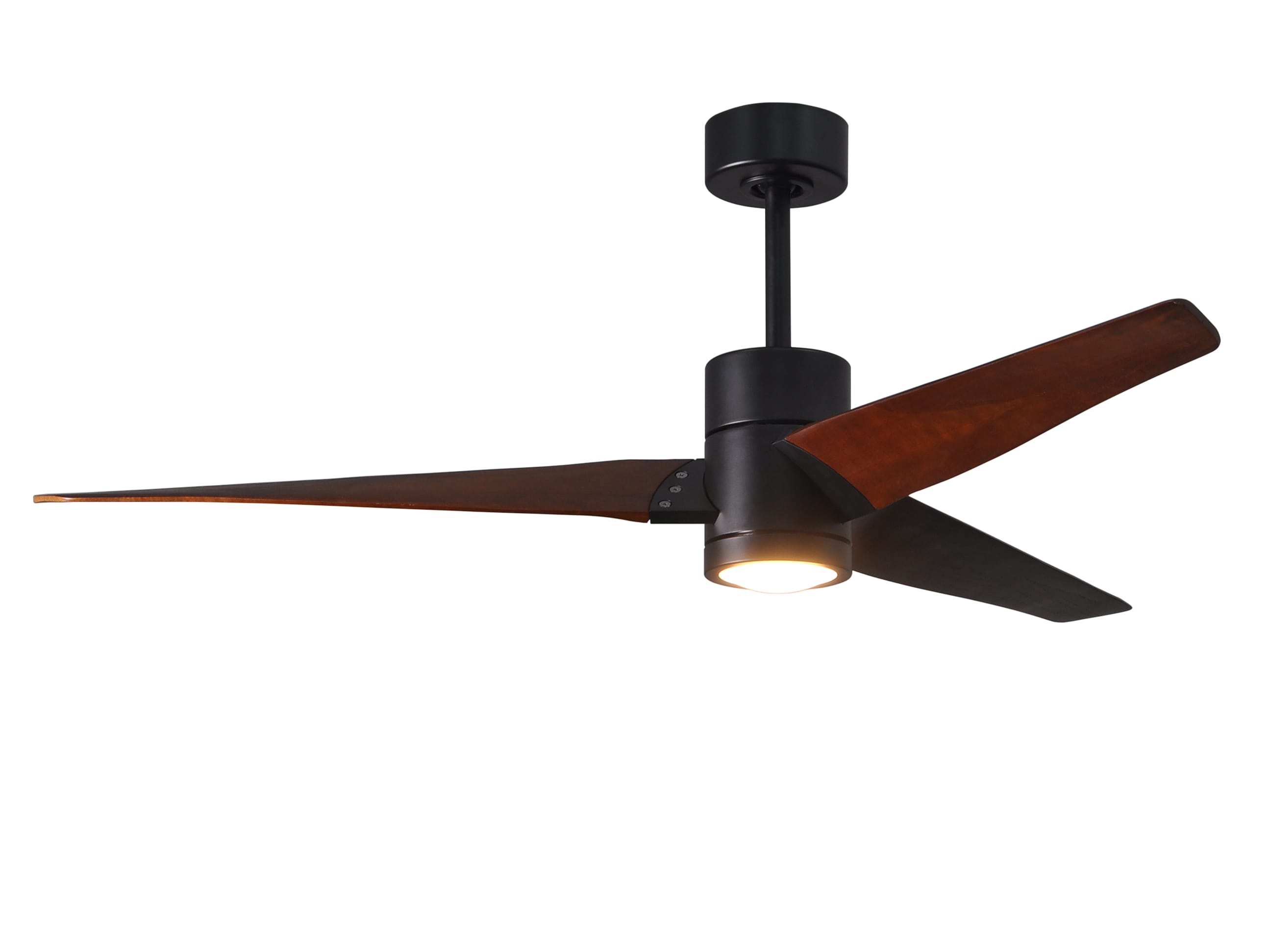 Matthews Fan Company SJ-BK-WN-60 Super Janet 60-in Color-Changing Integrated LED Outdoor Matte Black with Walnut Tone Blades Ceiling Fan With Light - Remote Included ( 3 -Blade )