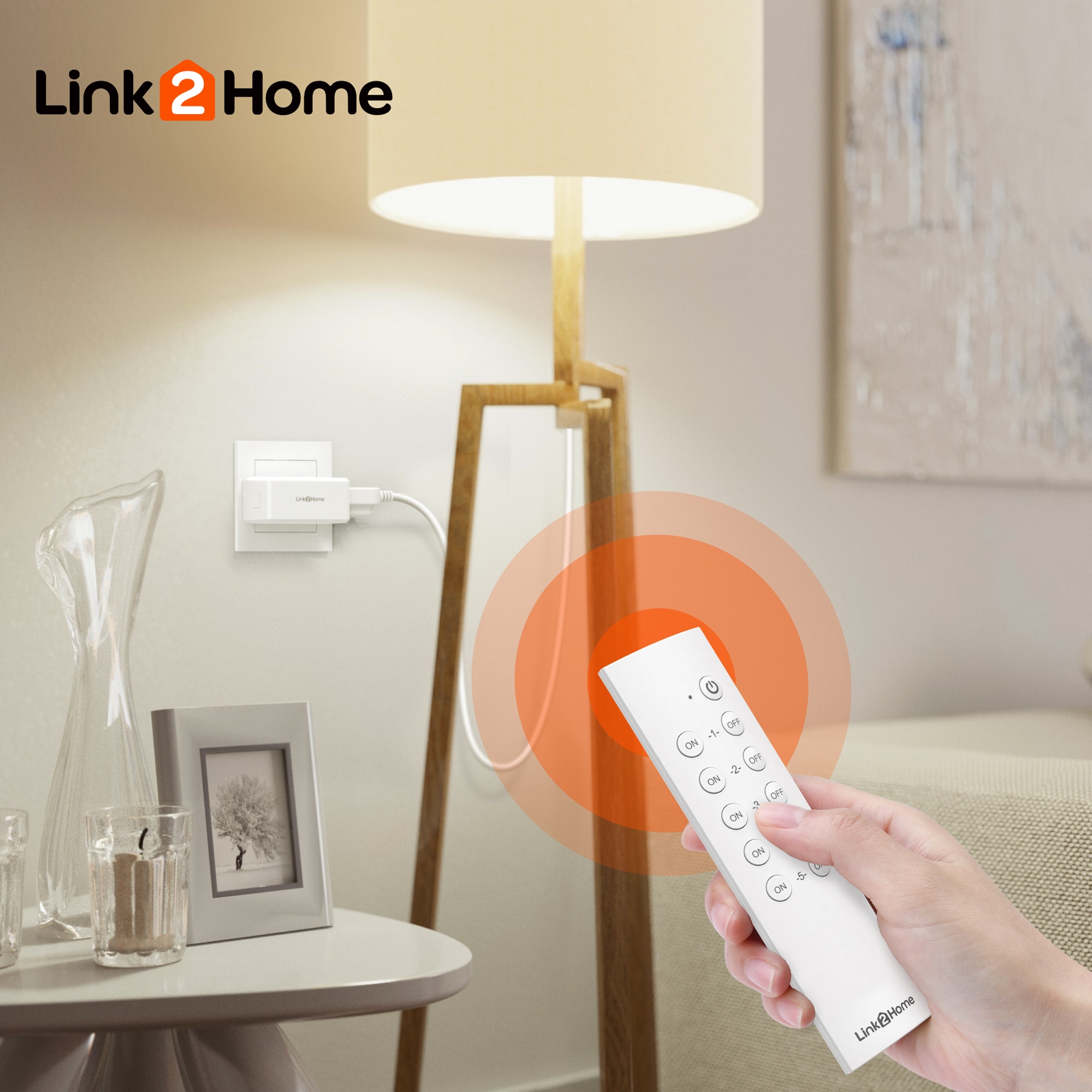 Link2Home Wireless Remote Control Outlet Light Switch, 100 ft range,  Unlimited Connections. Compact Side Plug. Switch ON/OFF Household  Appliances. FCC