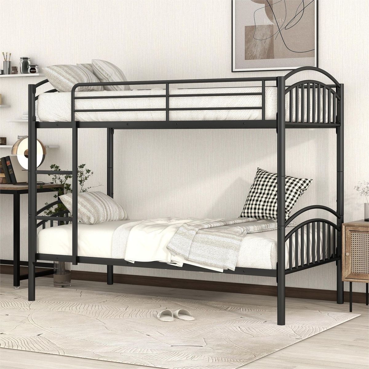 JASMODER Black Twin Composite Platform Bed in the Beds department at ...