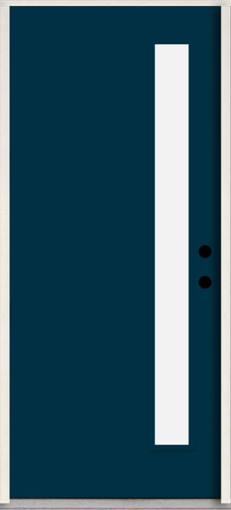 RELIABILT LO1065184 Spotlights 32-in x 80-in x 4-5/8-in Fiberglass 1/4 lite Left-hand inswing Eclipse Paint Painted Prehung Front Door Insulating core
