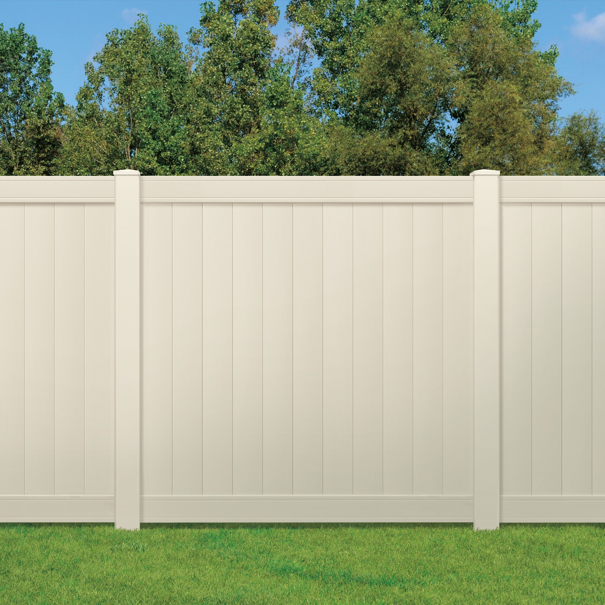 Outdoor Essentials Woodbridge 6-ft H x 6-ft W Tan Vinyl Flat-top Fence ...