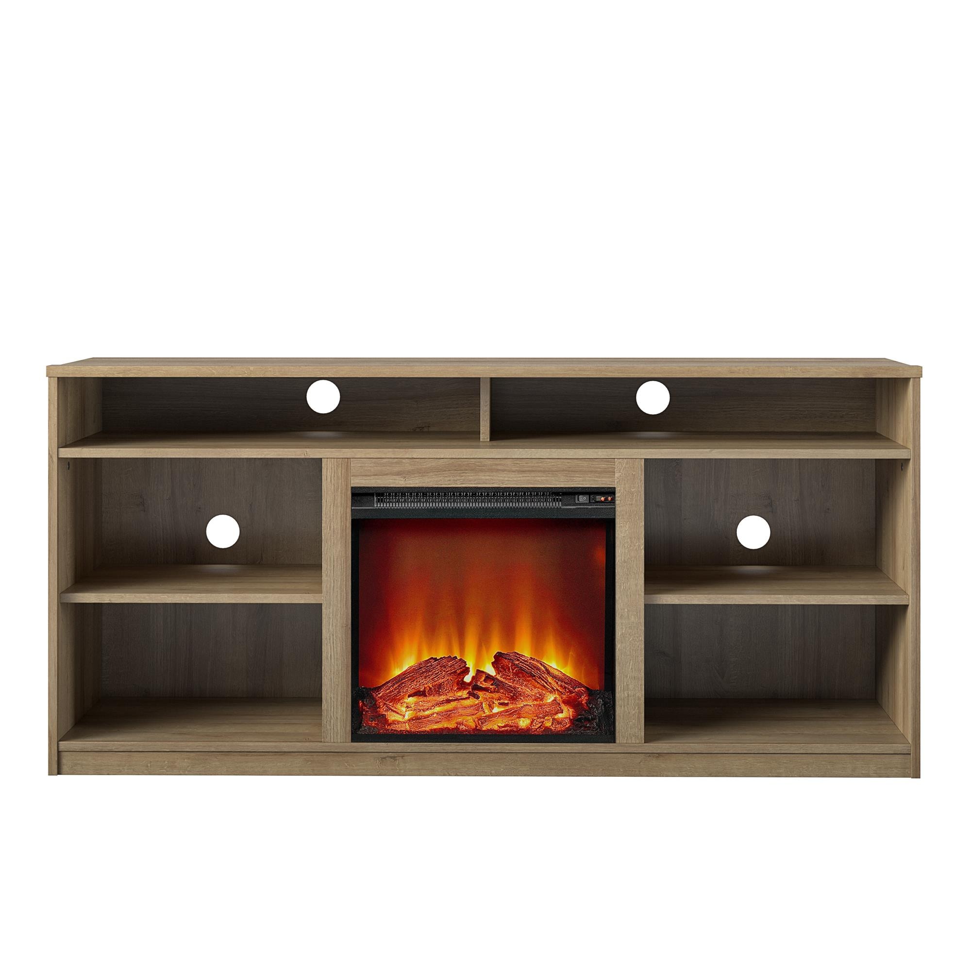 Ameriwood Home 59.7-in W Natural/Reclaimed Oak Fan-forced Electric Fireplace DE01561 Uae Electronic uaeelectronic.com