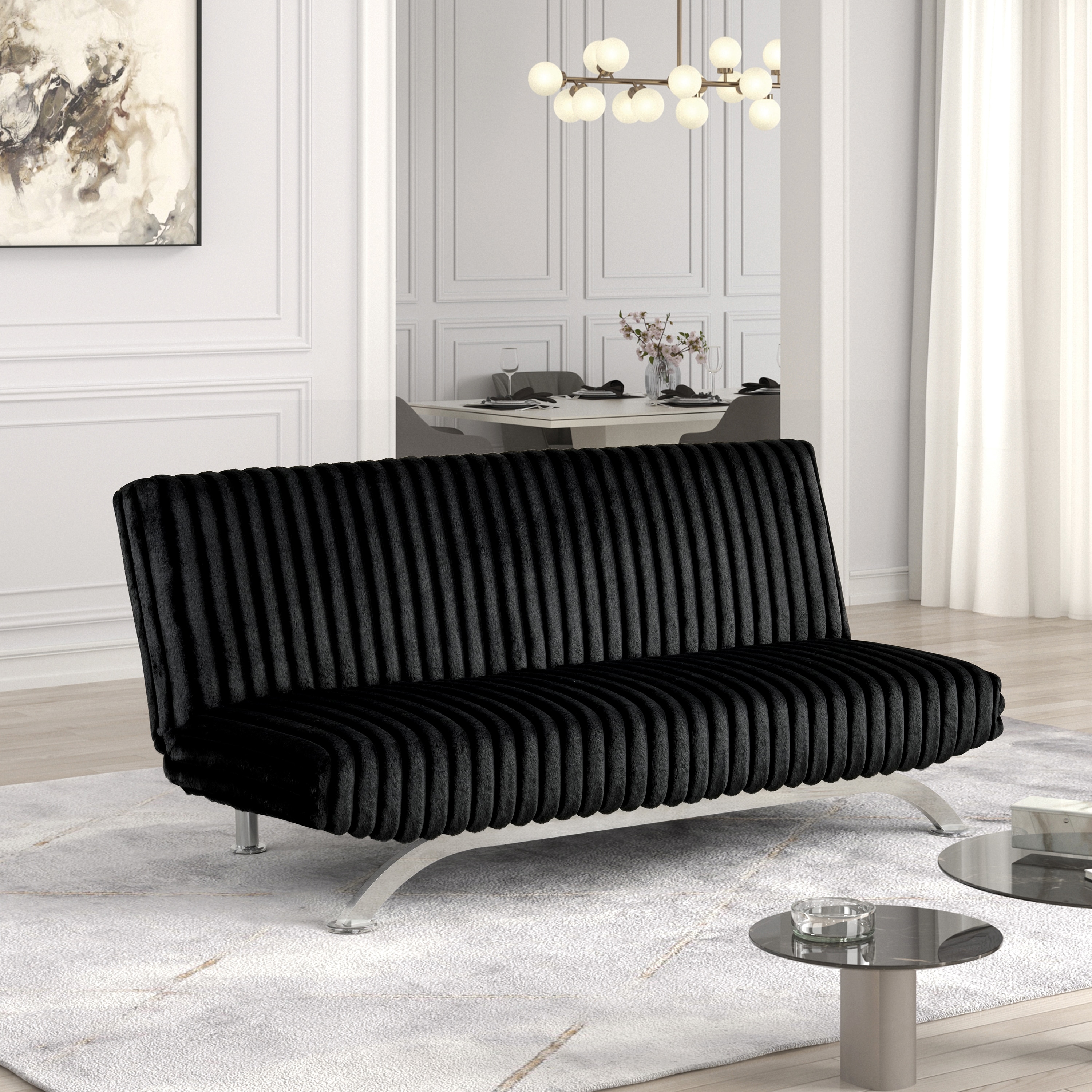 Furniture of America IDF-N2906BK Mealiz Black Contemporary/Modern Polyester Futon