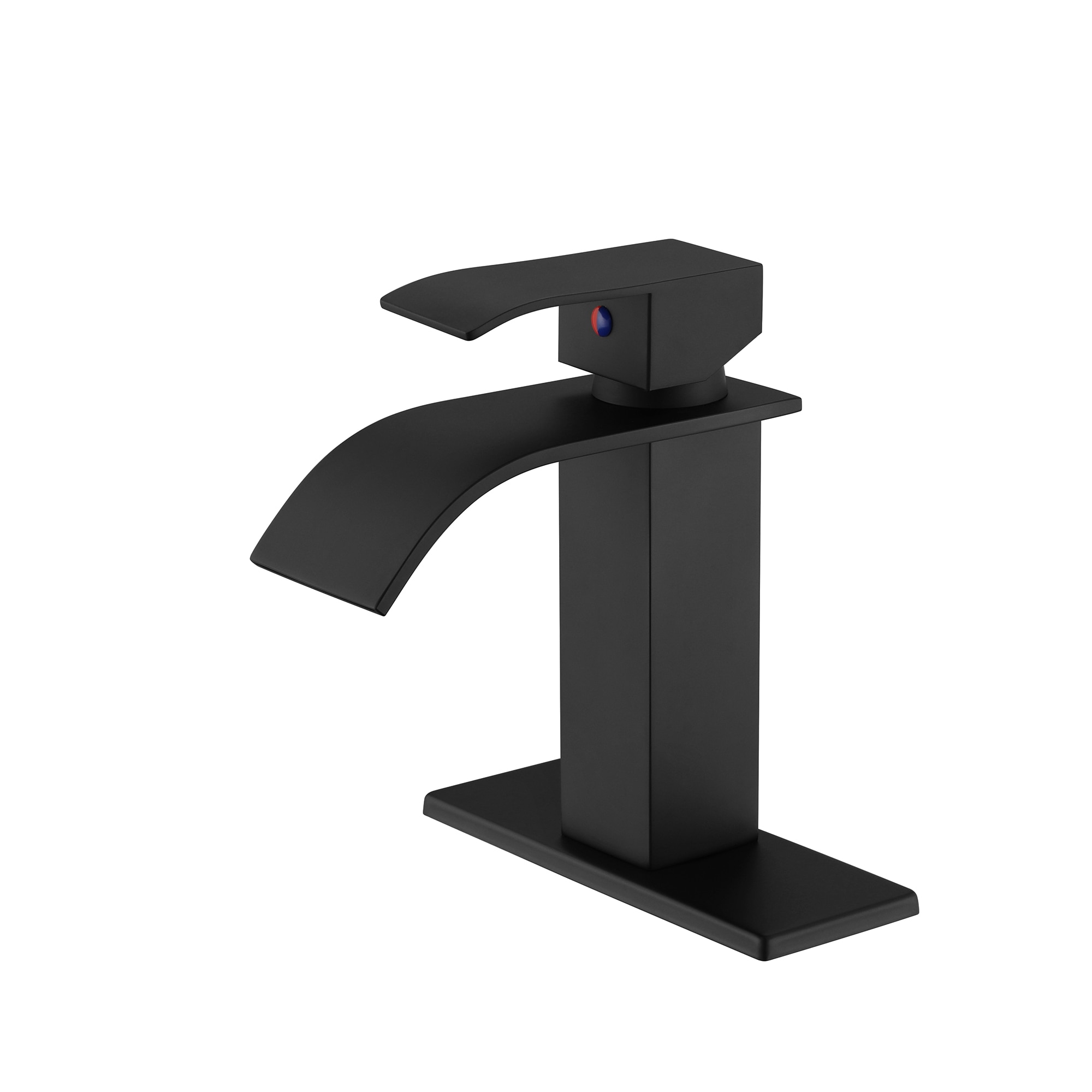 CASAINC RB0775-WE Matte Black Single Hole 1-Handle Waterfall Bathroom Sink Faucet