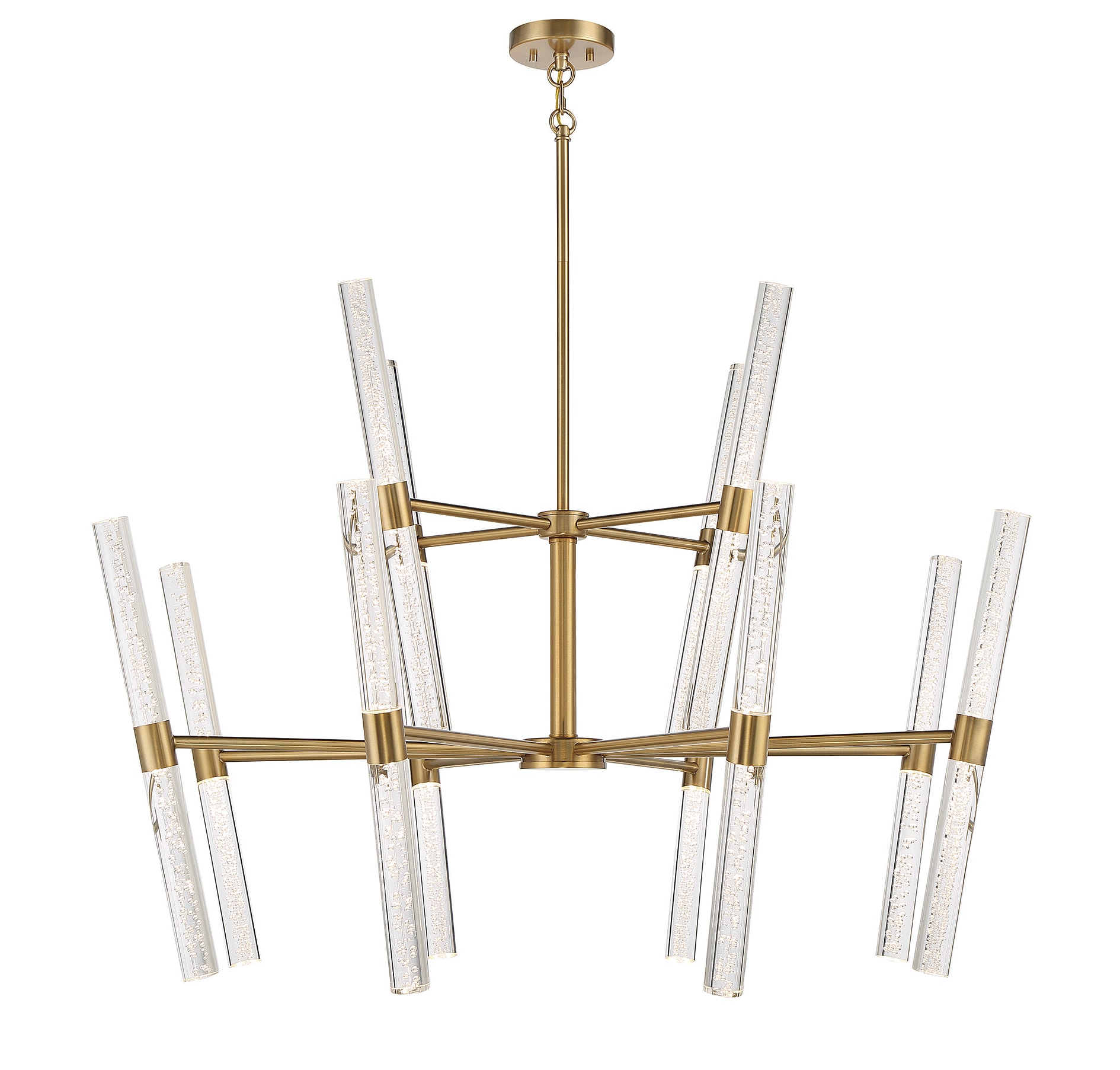 Arlon 24-Light Warm Brass LED Chandelier with Clear Bubble Glass