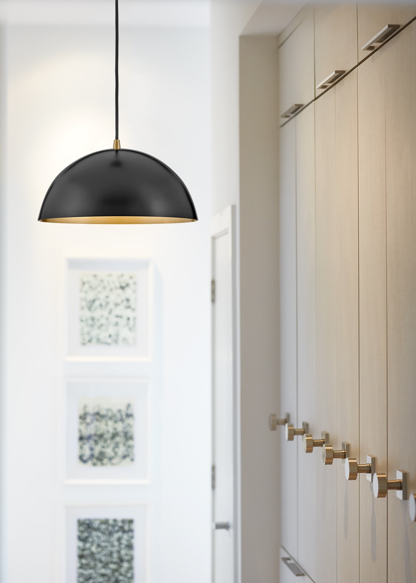 Lark 83307BK Lou Black Modern/contemporary Dome Medium Hanging Pendant light