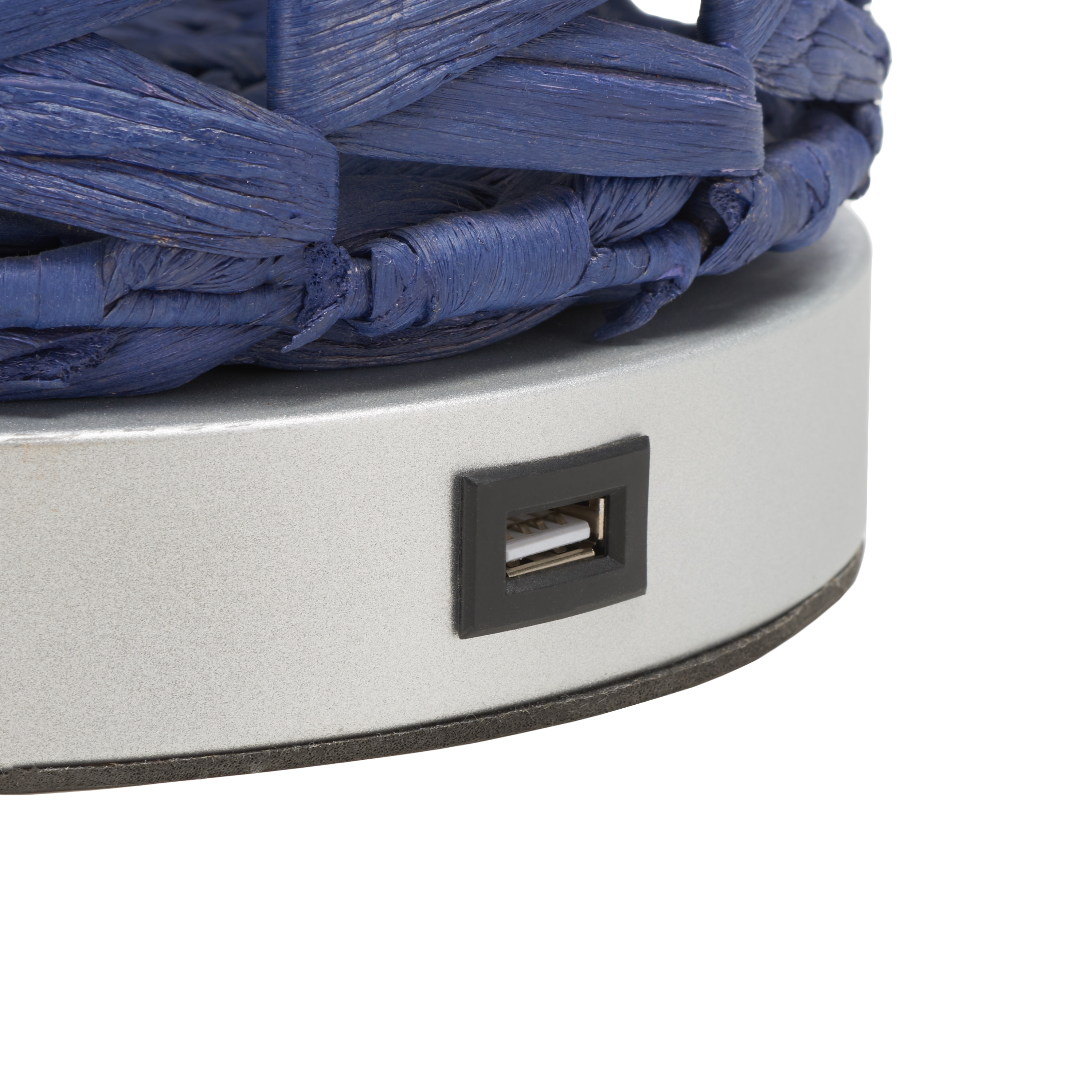 15-Inch Blue Water Hyacinth Table Lamp with USB Port