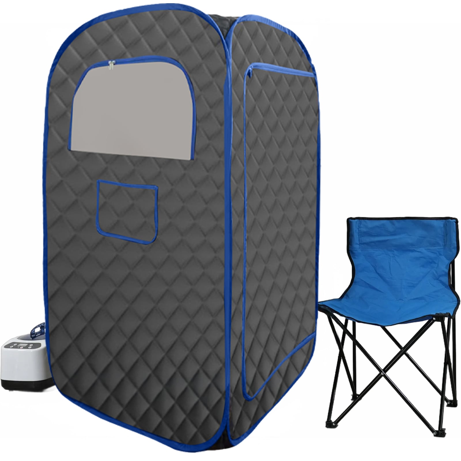 Tatayosi XJ Black 1-Person Indoor Portable Steam Home Sauna with 3L Steamer Remote Control and Folding Chair #P-DJ-P192321