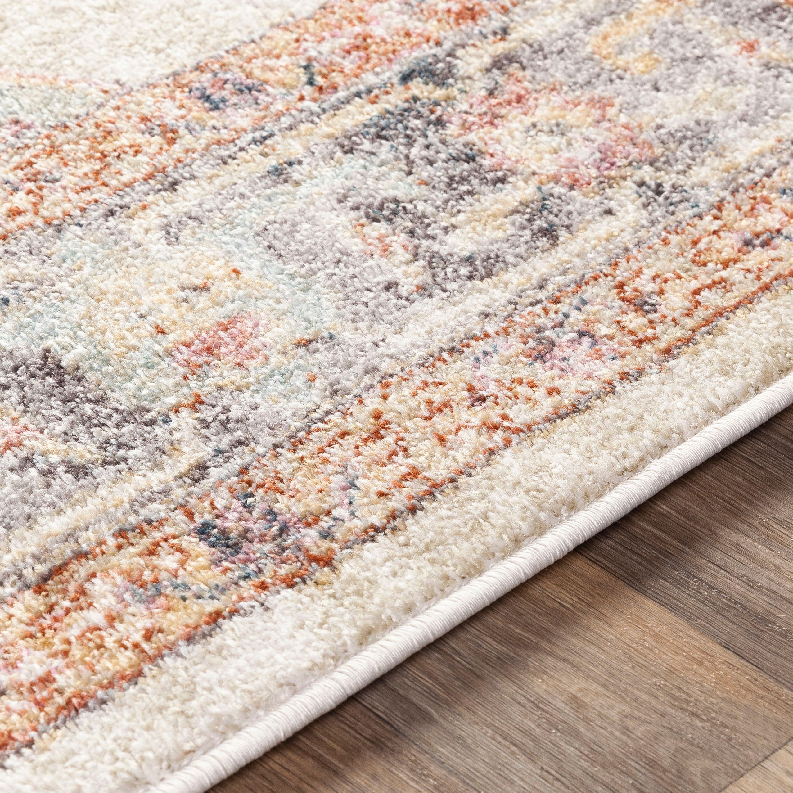 Light Blue Rectangular Reversible Stain-Resistant Synthetic Rug