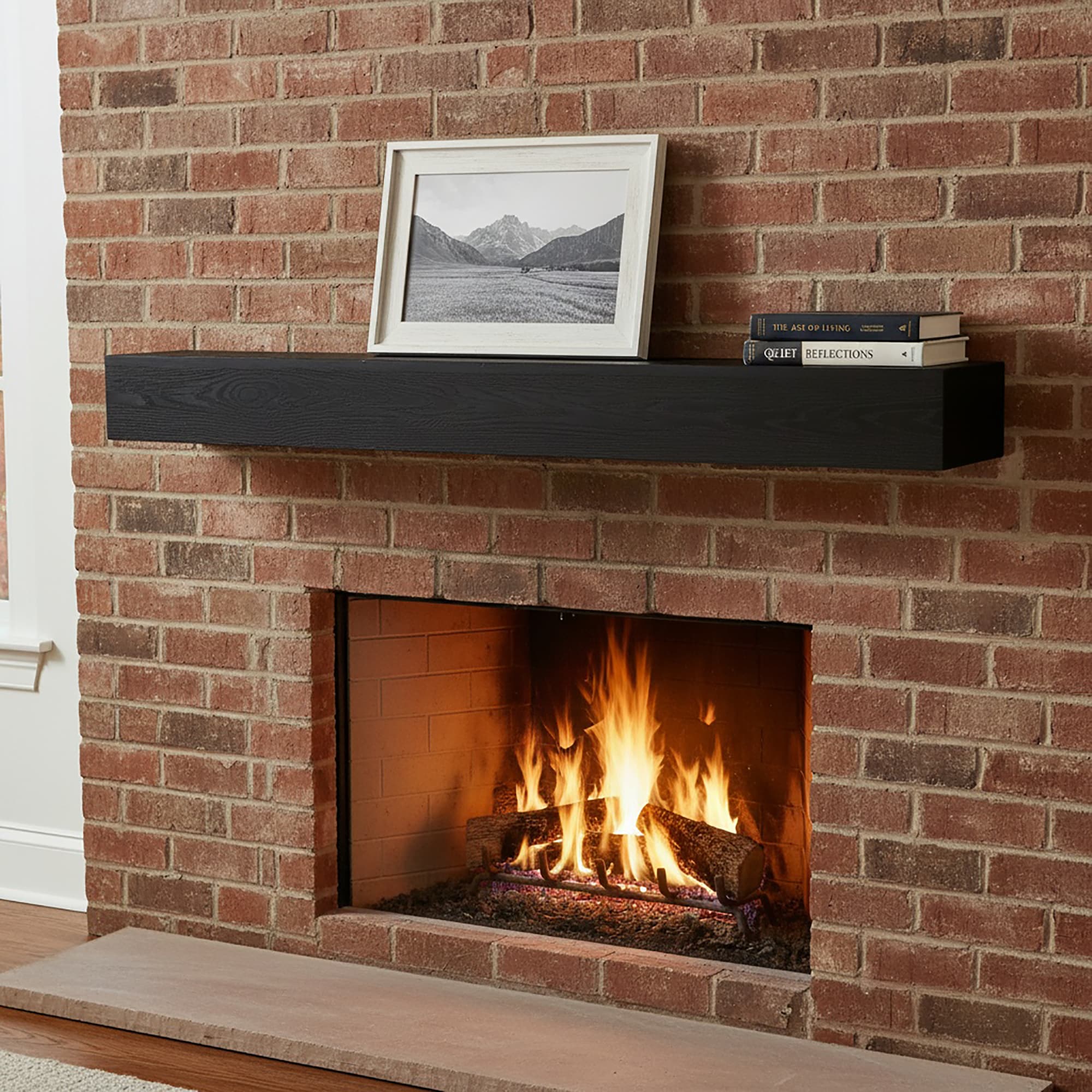 Fun Orange 60-in W x 6-in H x 9-in D Black Finished Cedar Traditional Fireplace Mantel Shelf