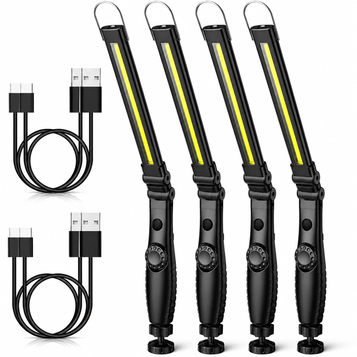 Afoxsos  LED Work Light 800 Lumens Foldable renewable power Dual Lamp with Magnetic Base Hook and 360 Degree Swivel USB Cable for Car Repair Home