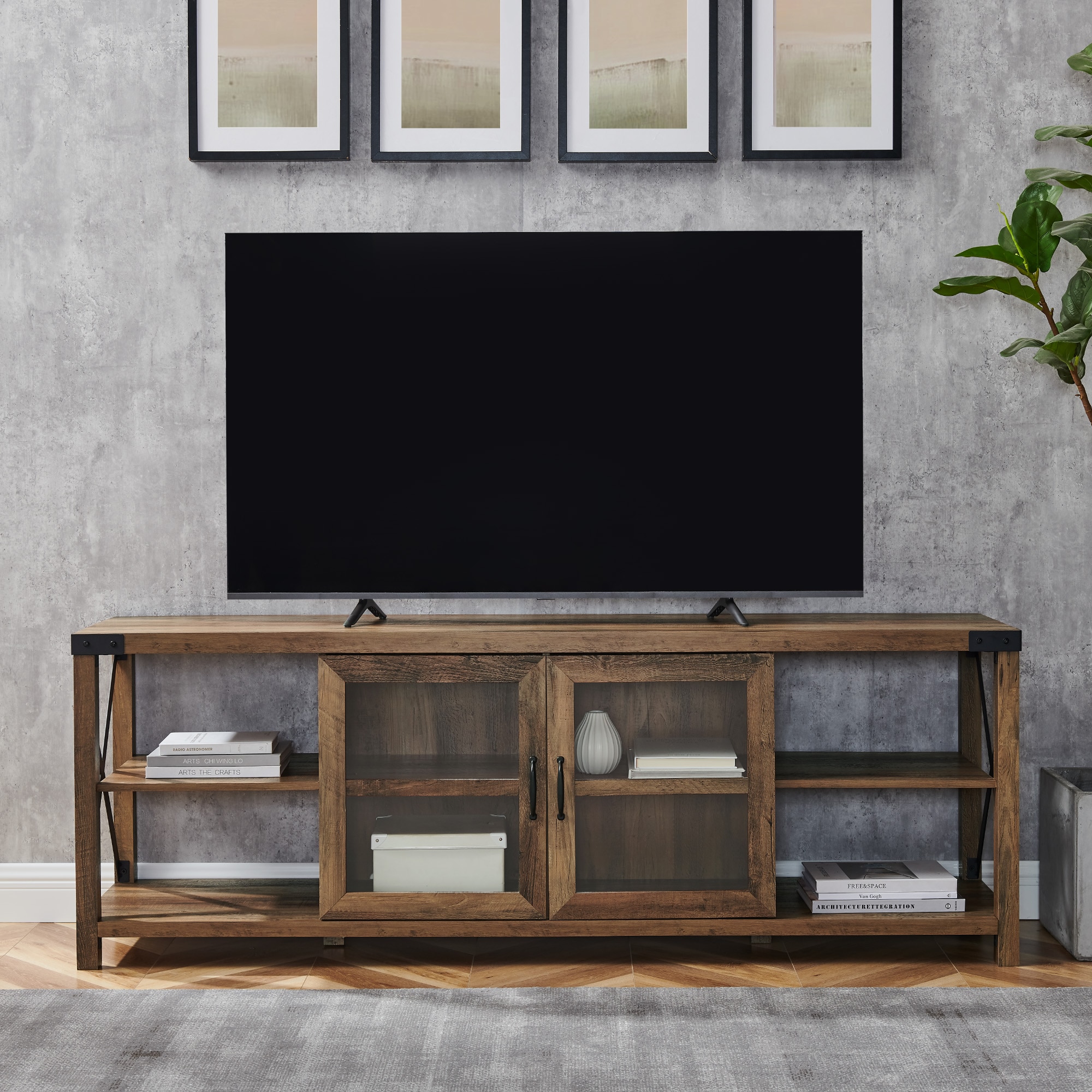 Rustic white tv stand deals 70 inch