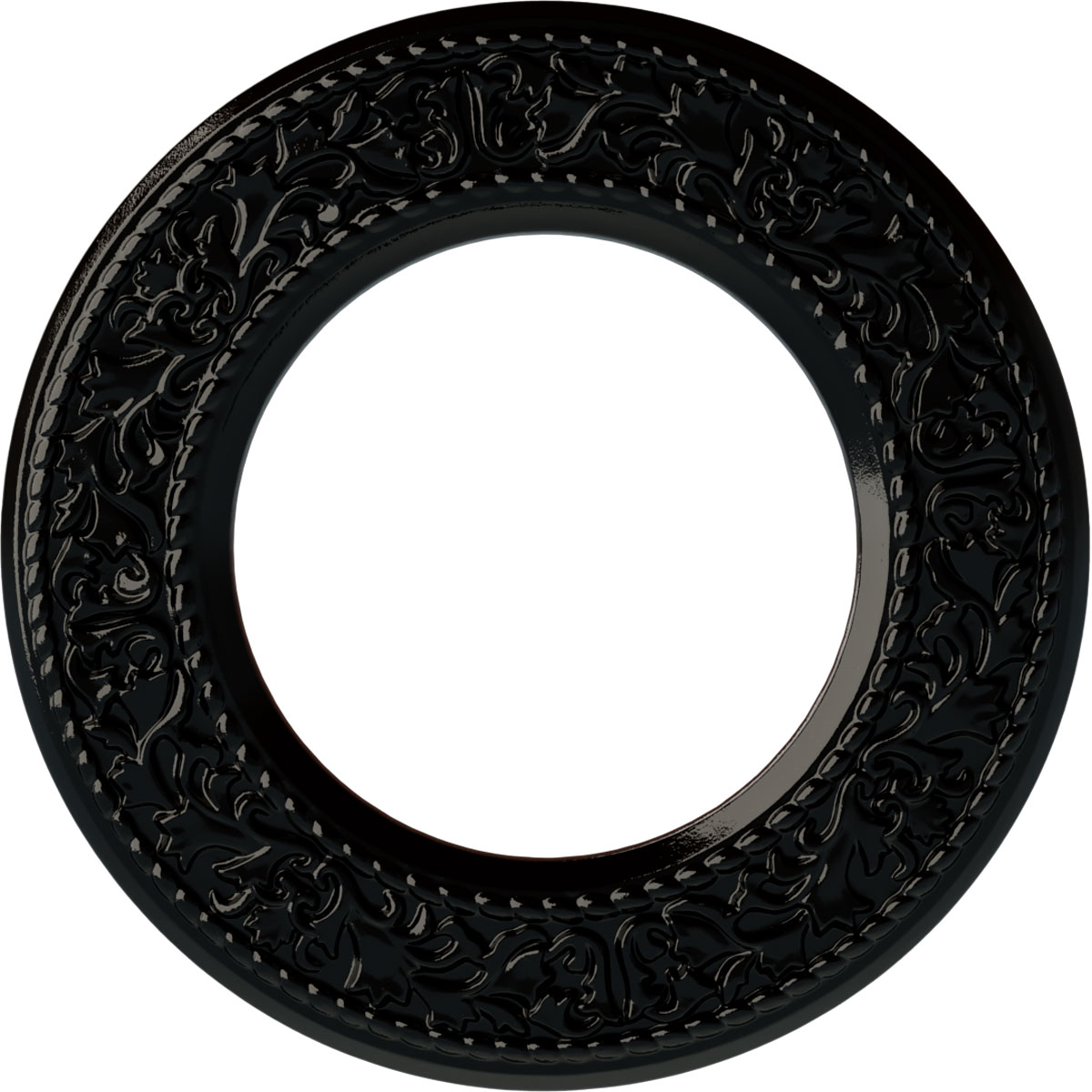 Ekena Millwork CM13BLBPS Blackthorn 13.375-in W x 13.375-in L Painted Black Pearl Polyurethane Whole Ceiling Medallion