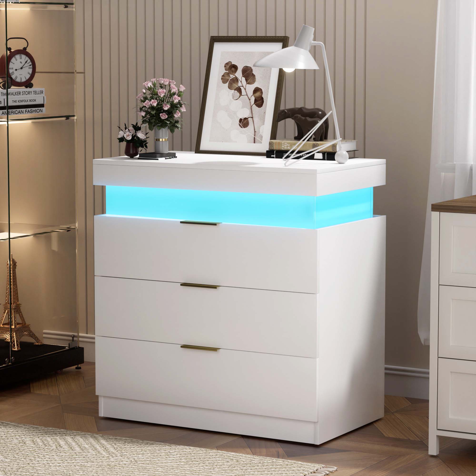 Sunrinx MG12-IF-40 White 3 -Drawer 28.8-in W x 30.5-in H Modern Nightstand