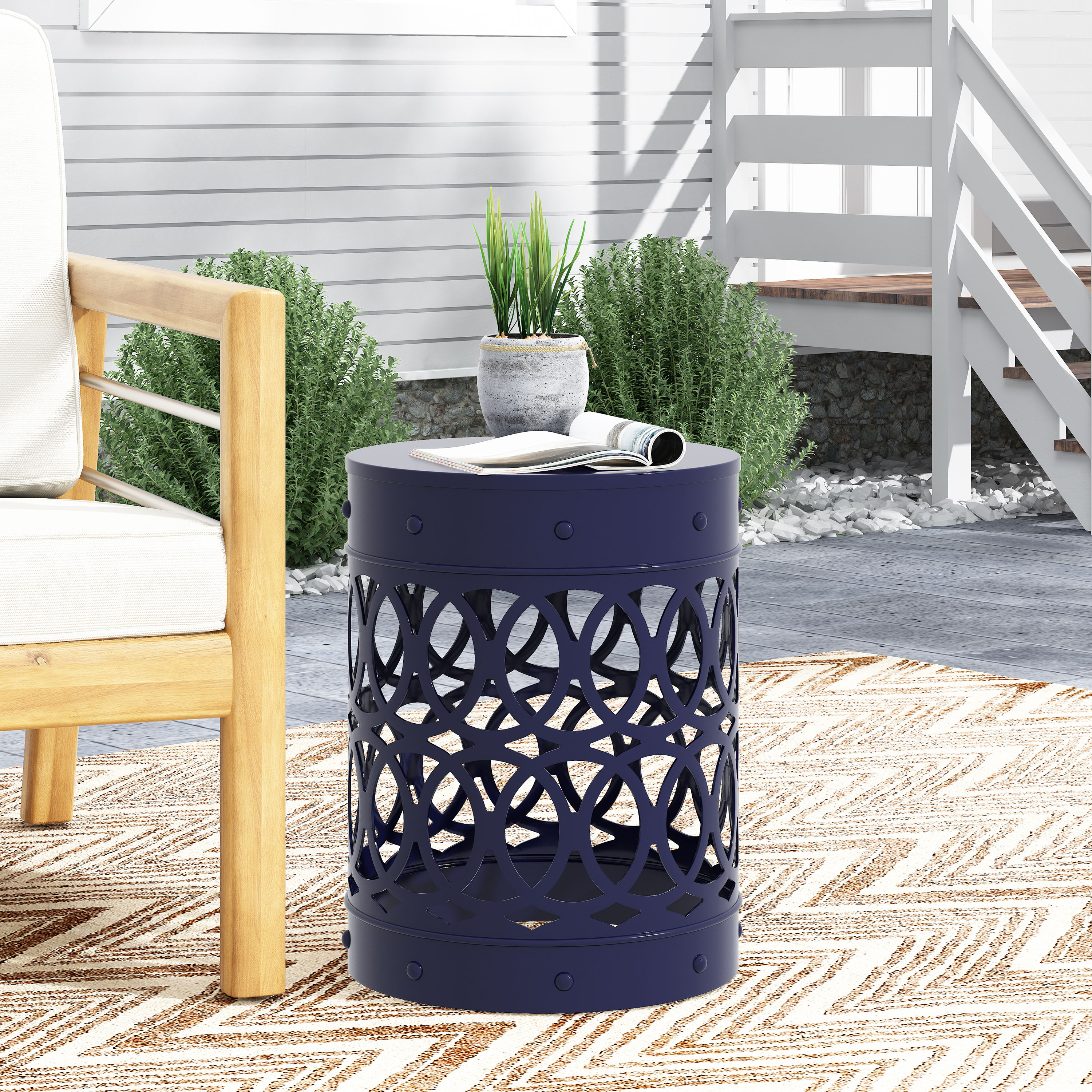 ZAKLOOP WU49520604 Outdoor Tables Round End Table 13.75 W x 13.75-in L