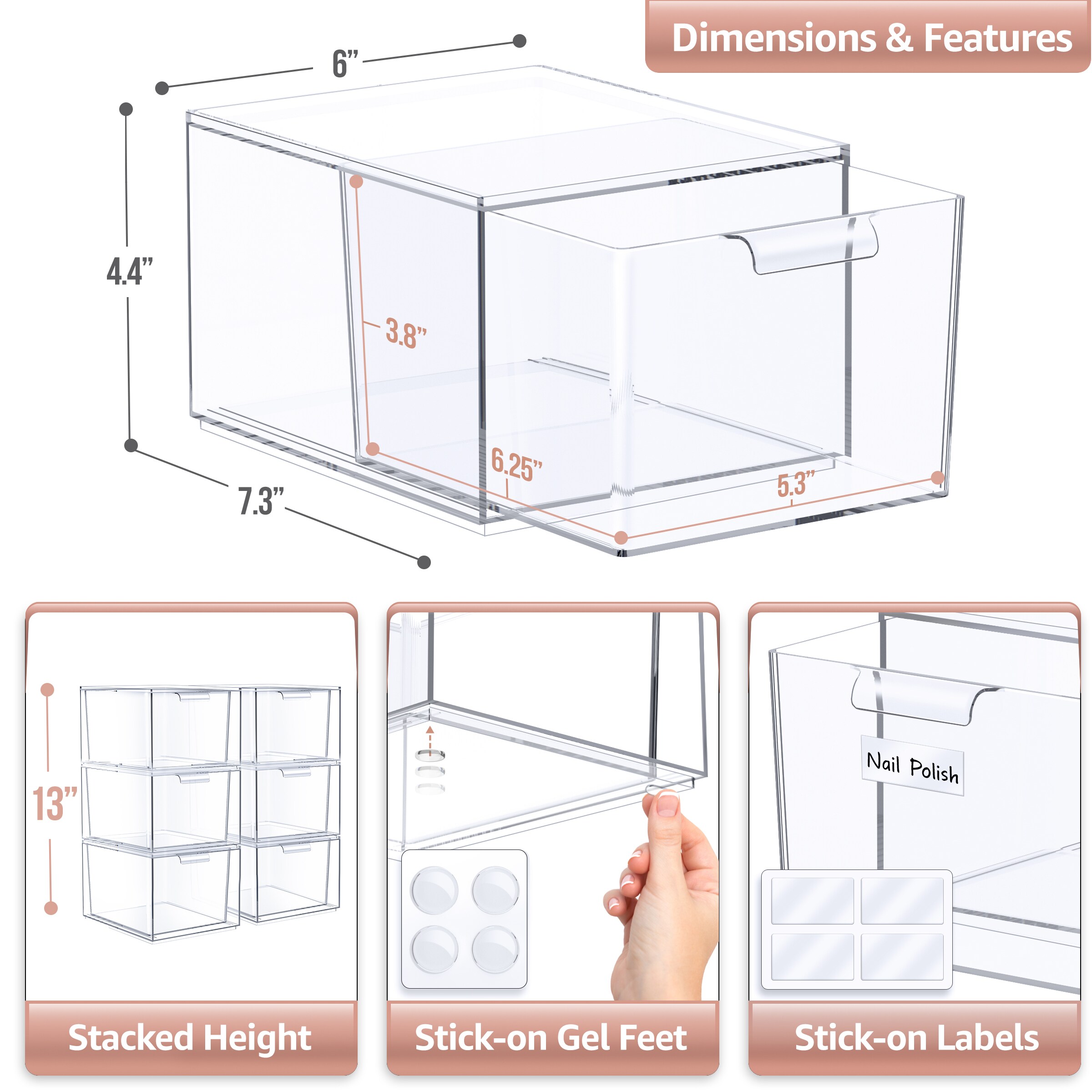 SORBUS MUP-DW6 Storage-Drawers - View #2