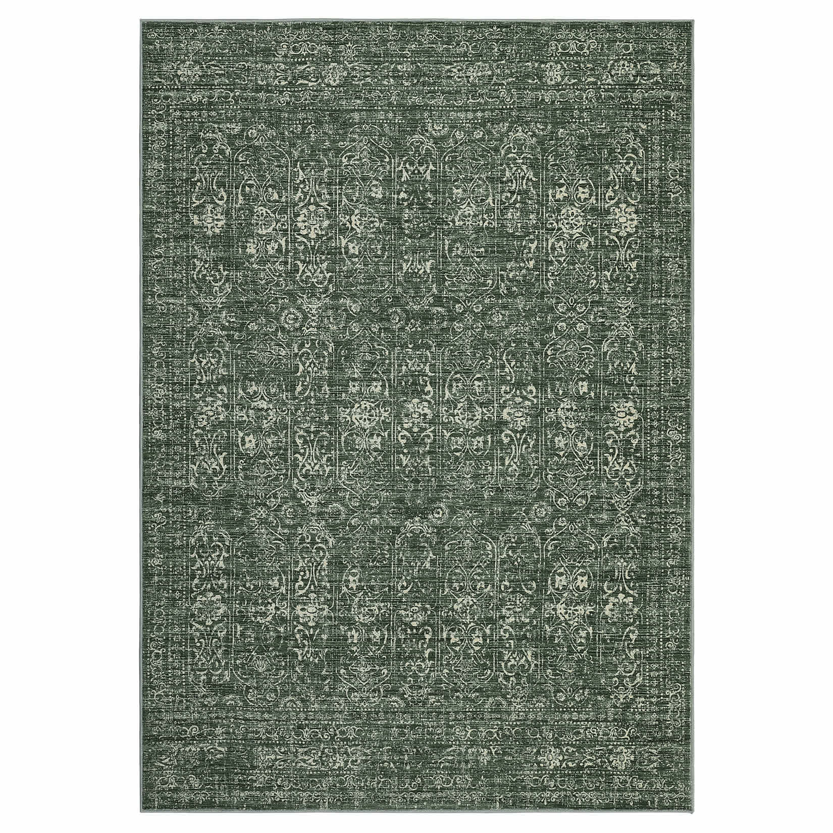 WhizMax SUNNY-PHO-16HSC7AM 5 x 7 ft Polyester Green Rectangular Living Room Bedroom Dining Room Distressed Floral Print Vintage Machine Washable Area Rug
