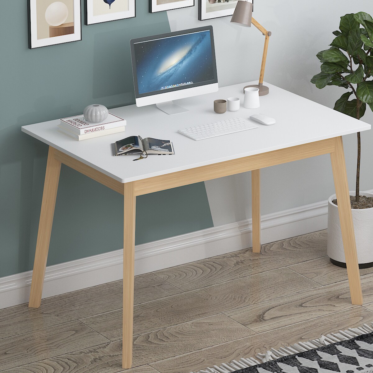 FUFU&GAGA Computer writing desk 39.4-in White Modern/Contemporary ...