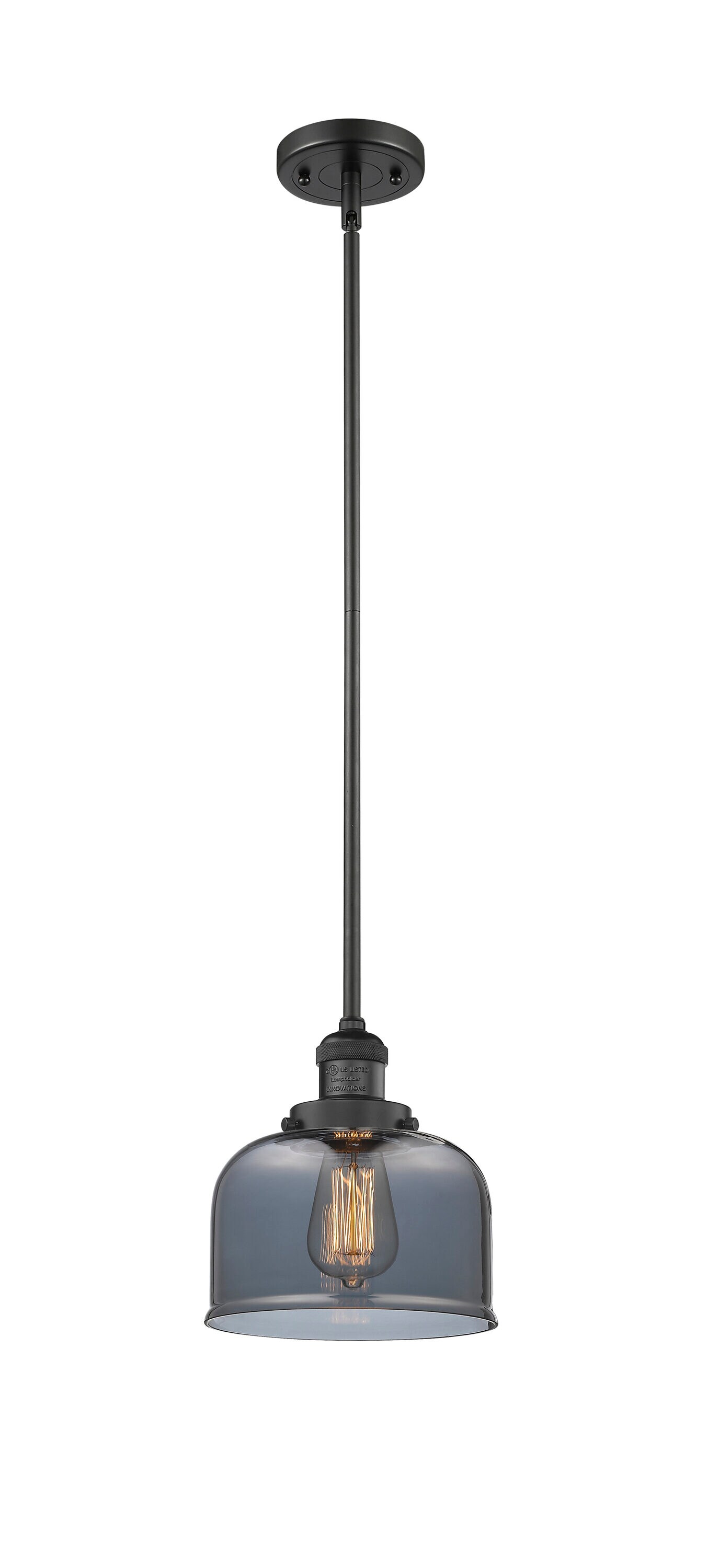 Large Bell Matte Black Mini Pendant Light for Indoor/Outdoor