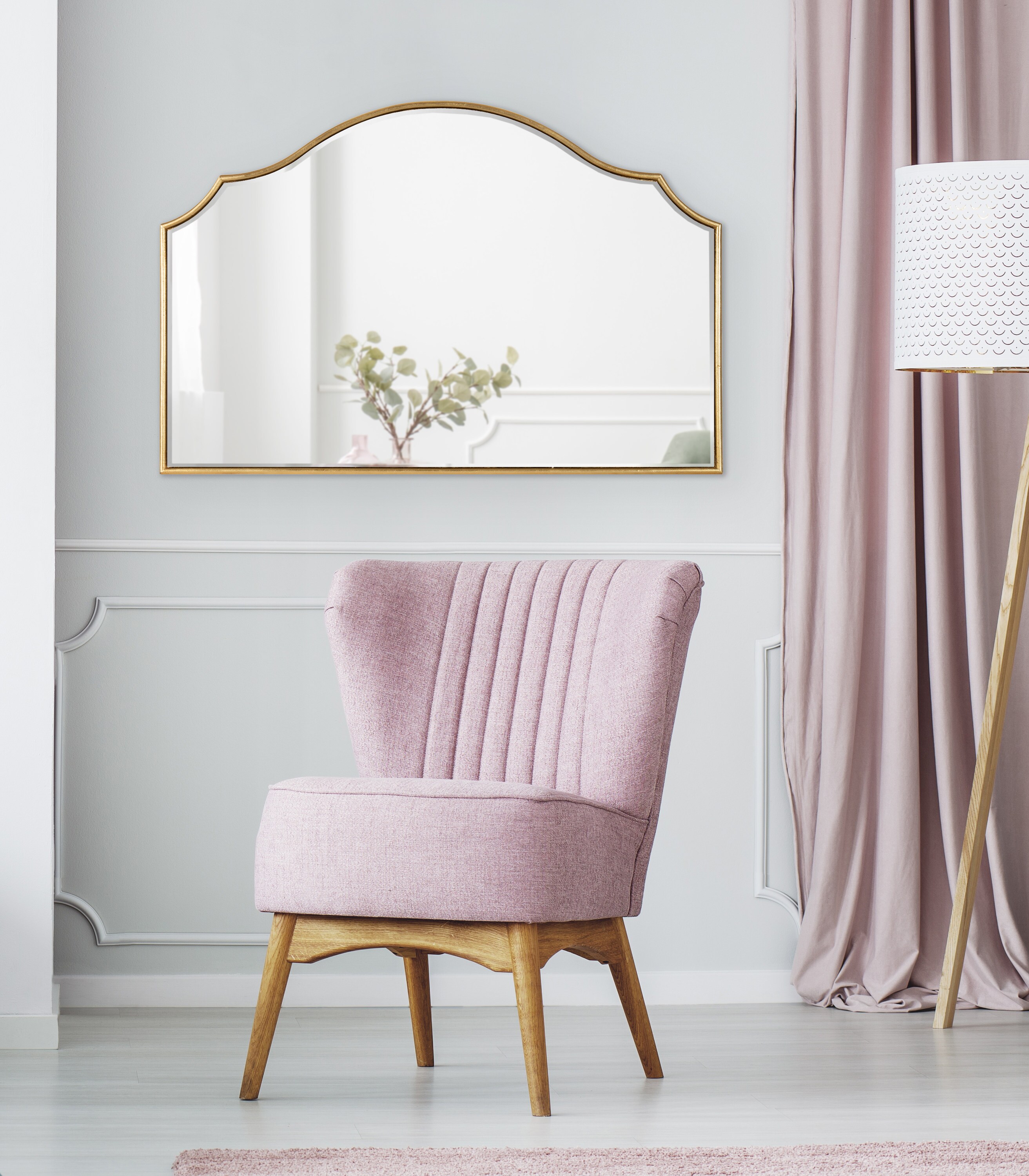Gold Scalloped Edge Full Length Rectangular Wall Mirror