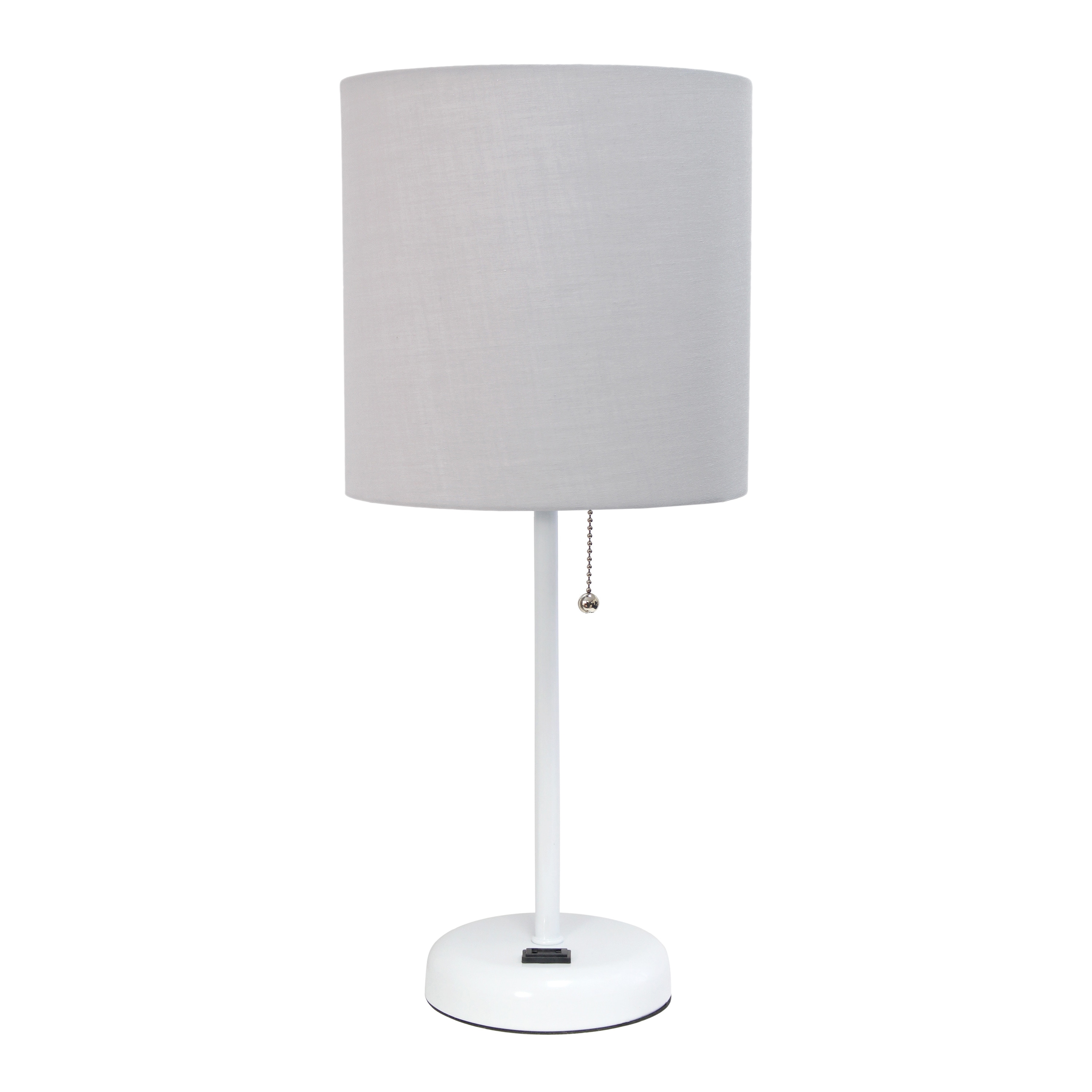 LimeLights LT2024-GOW 19.5-in Gray on White Pull-chain Stick Table Lamp with Fabric Shade