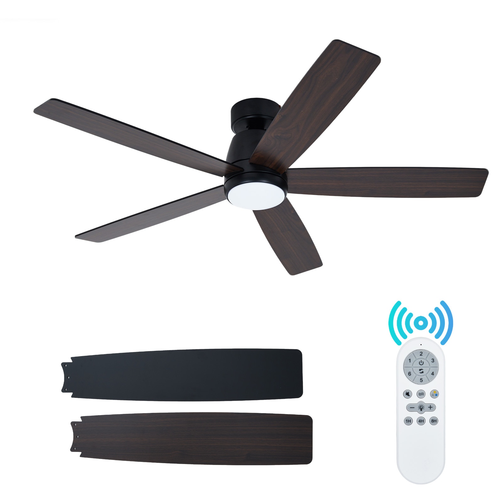 Garvee 52 Inch Ceiling Fan with Light and Remote Modern LED 3 Color Temperature Quiet Reversible DC Motor for Bedroom Living Room Dining Room Energy Efficient Matte #AW0-UODZLEKUZ