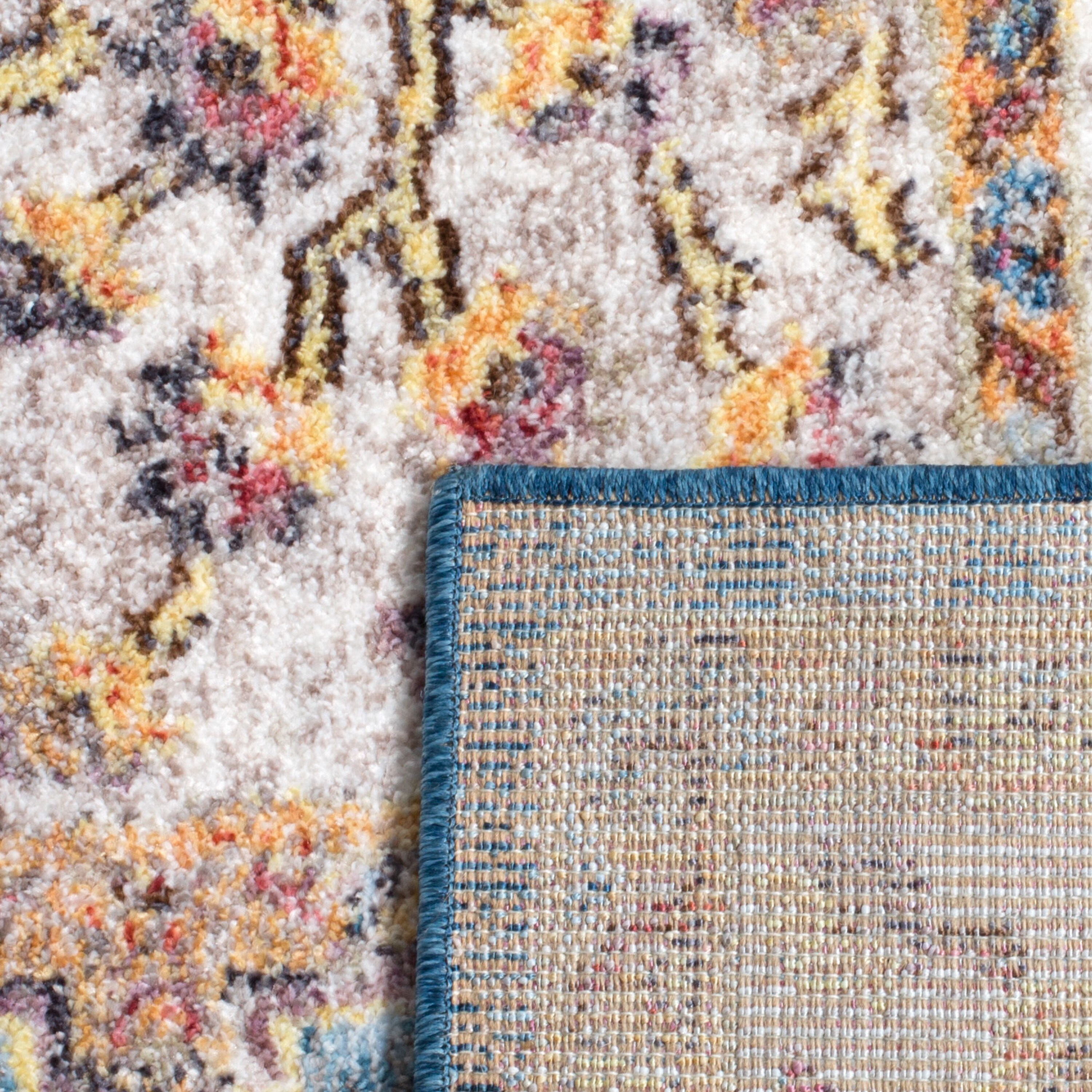Bristol Blue and Ivory Rectangular Synthetic Area Rug