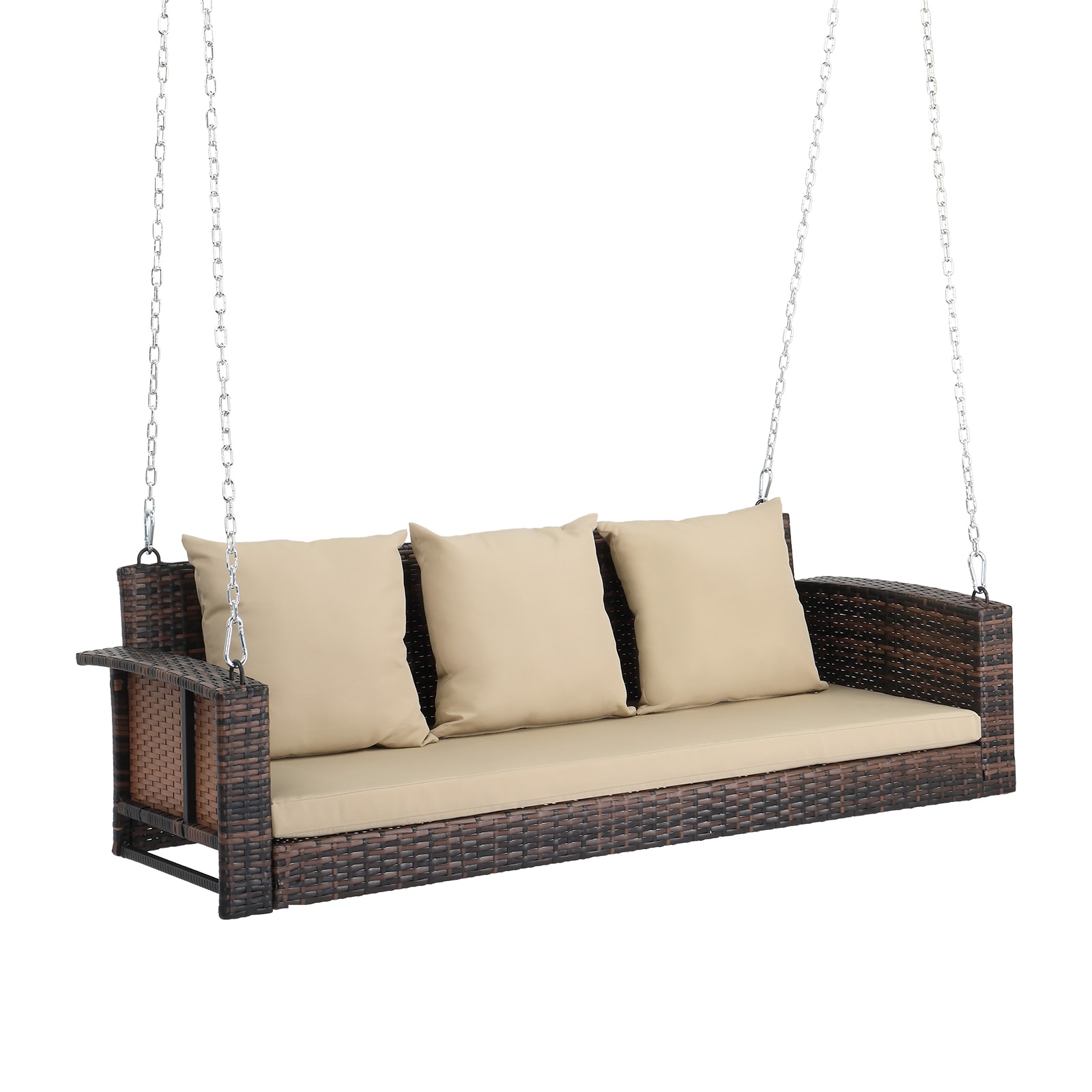 Winado LO1G56000653 3 -person Brown Steel Outdoor Swing