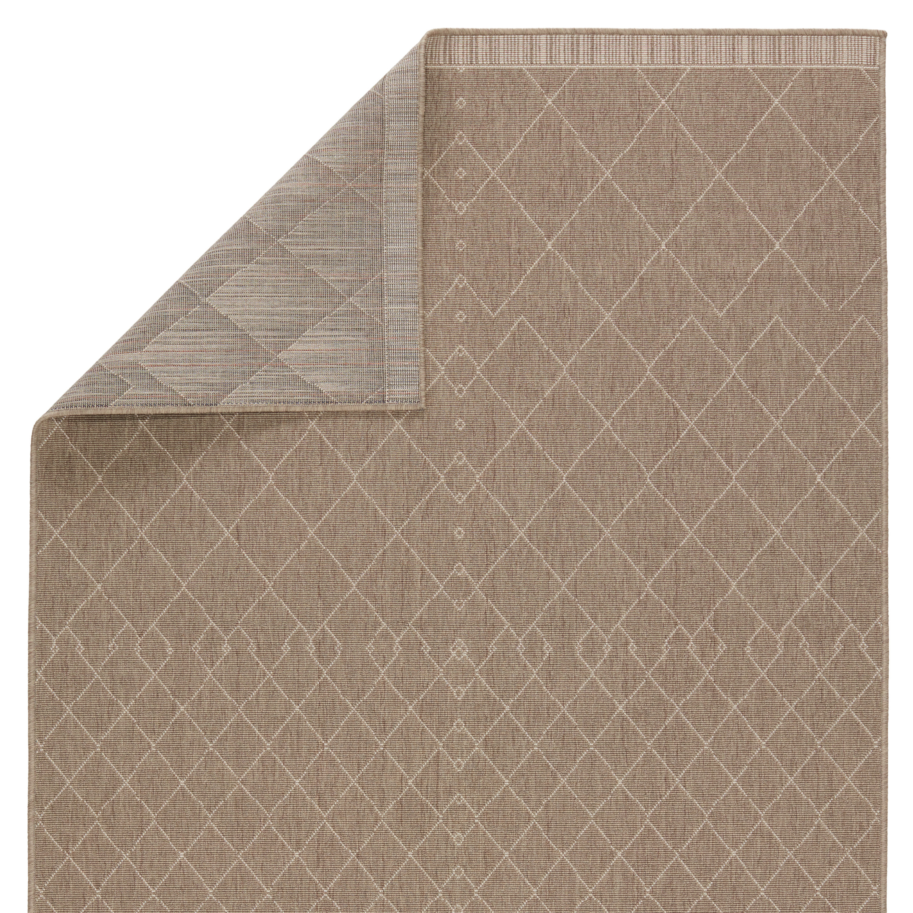 Mahaba Almasi Reversible Dark Taupe & Beige Trellis Rug - 2'6" x 8'